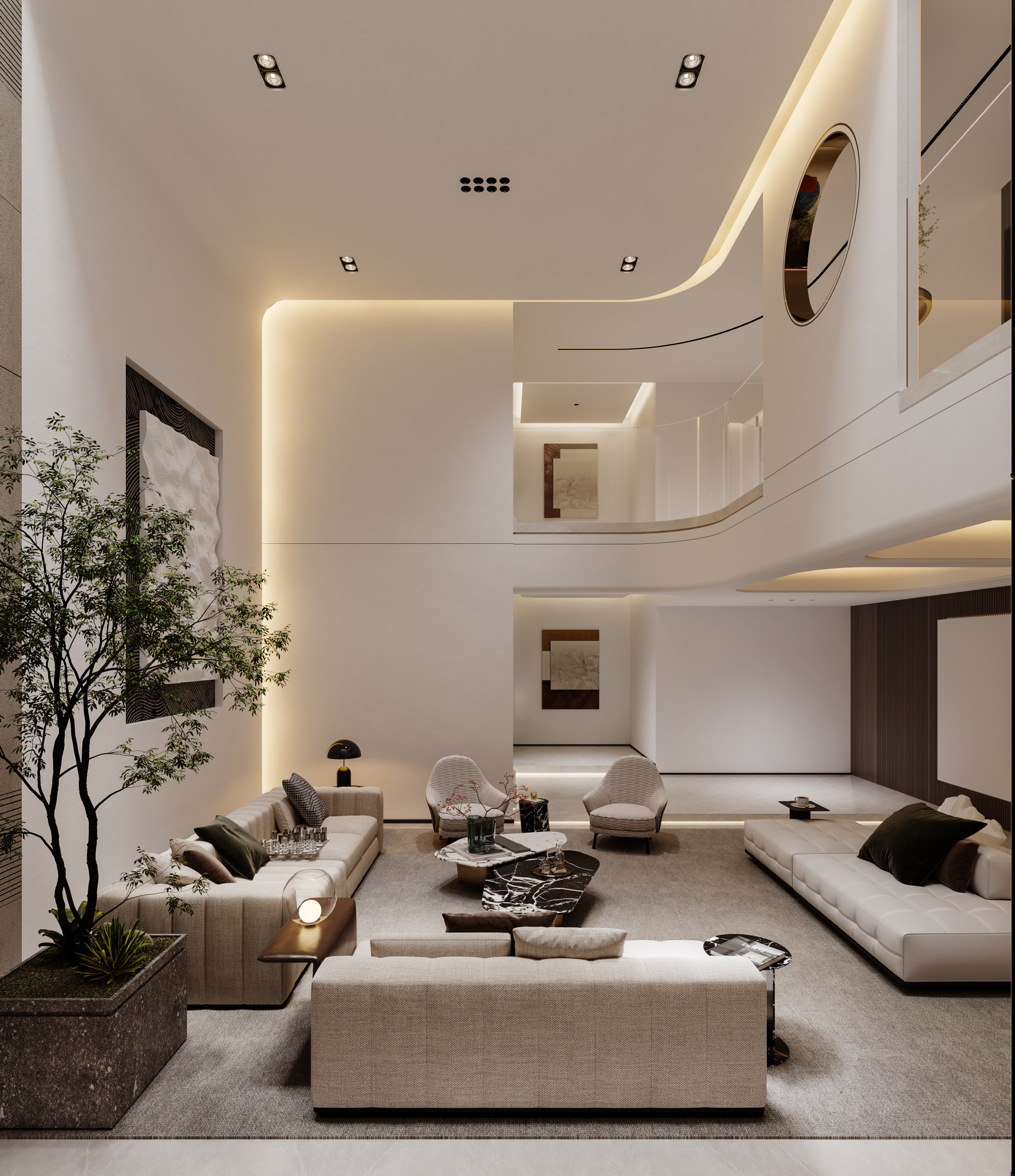现代挑空别墅效果图[ID: 113984727]_建e效果图