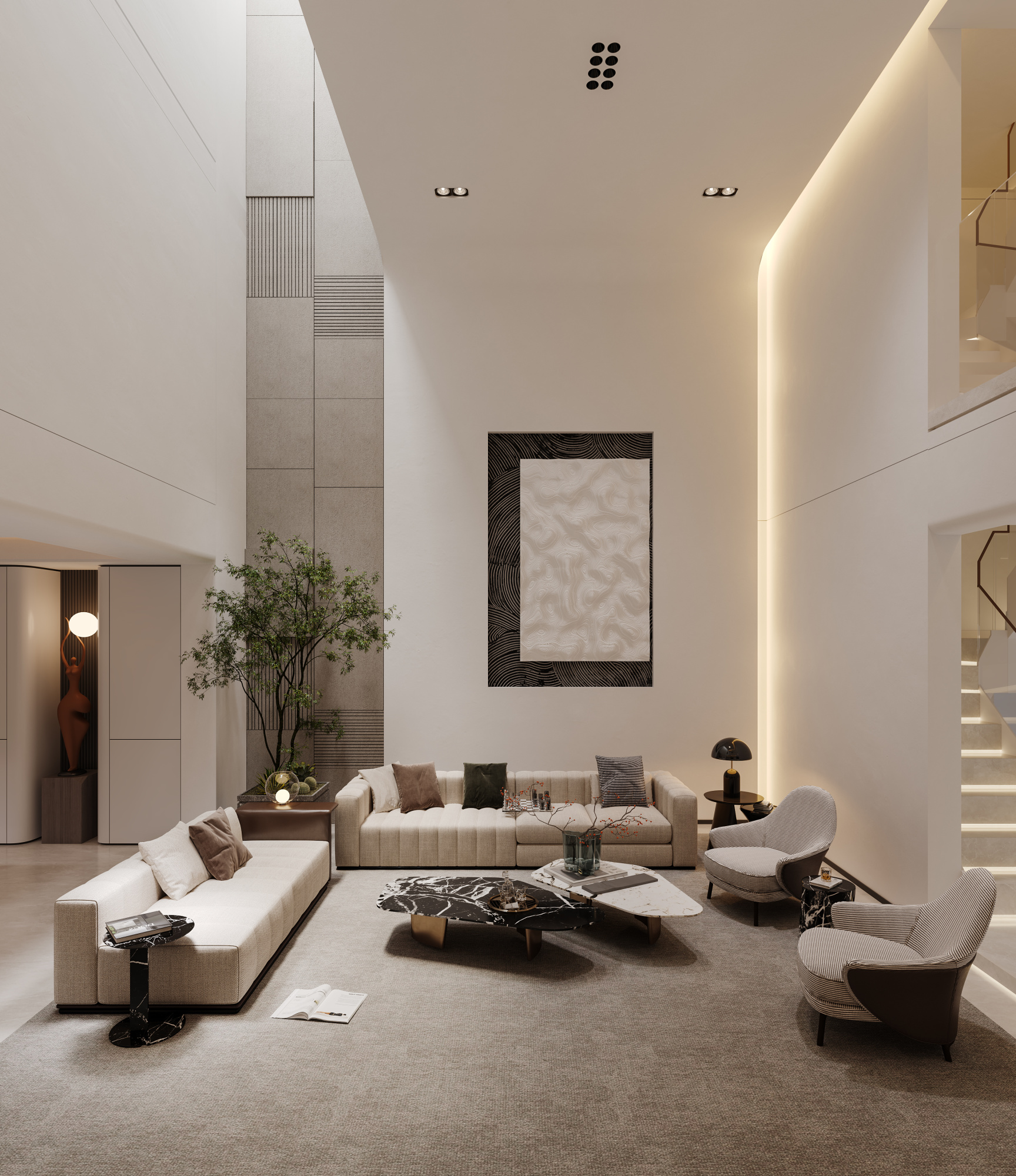 现代挑空别墅效果图[ID: 113984727]_建e效果图