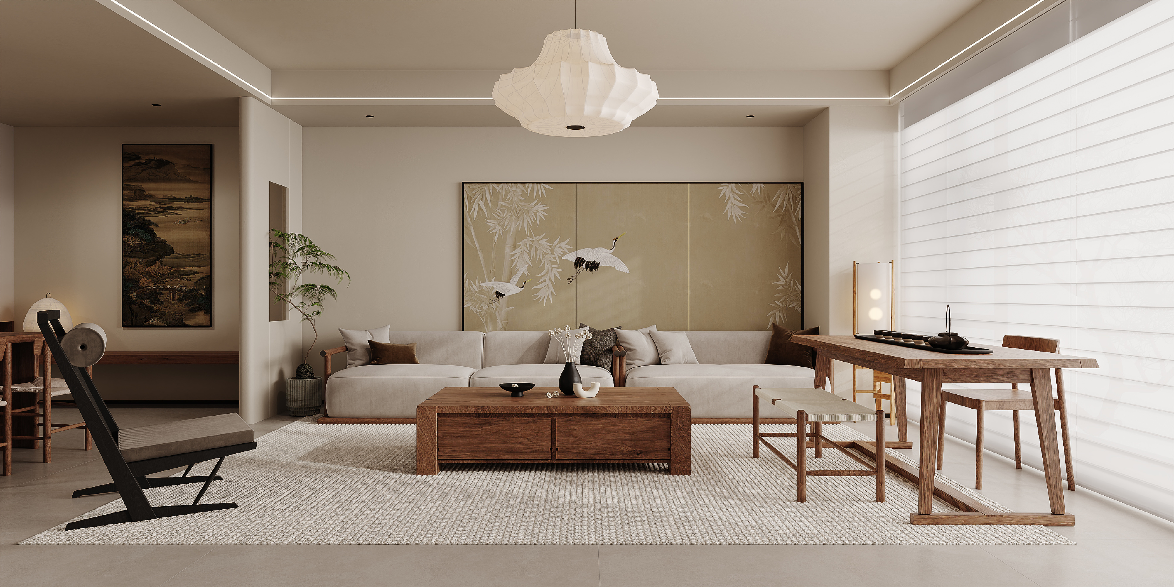 现代简约风平层设计[ID: 114508893]_建e效果图
