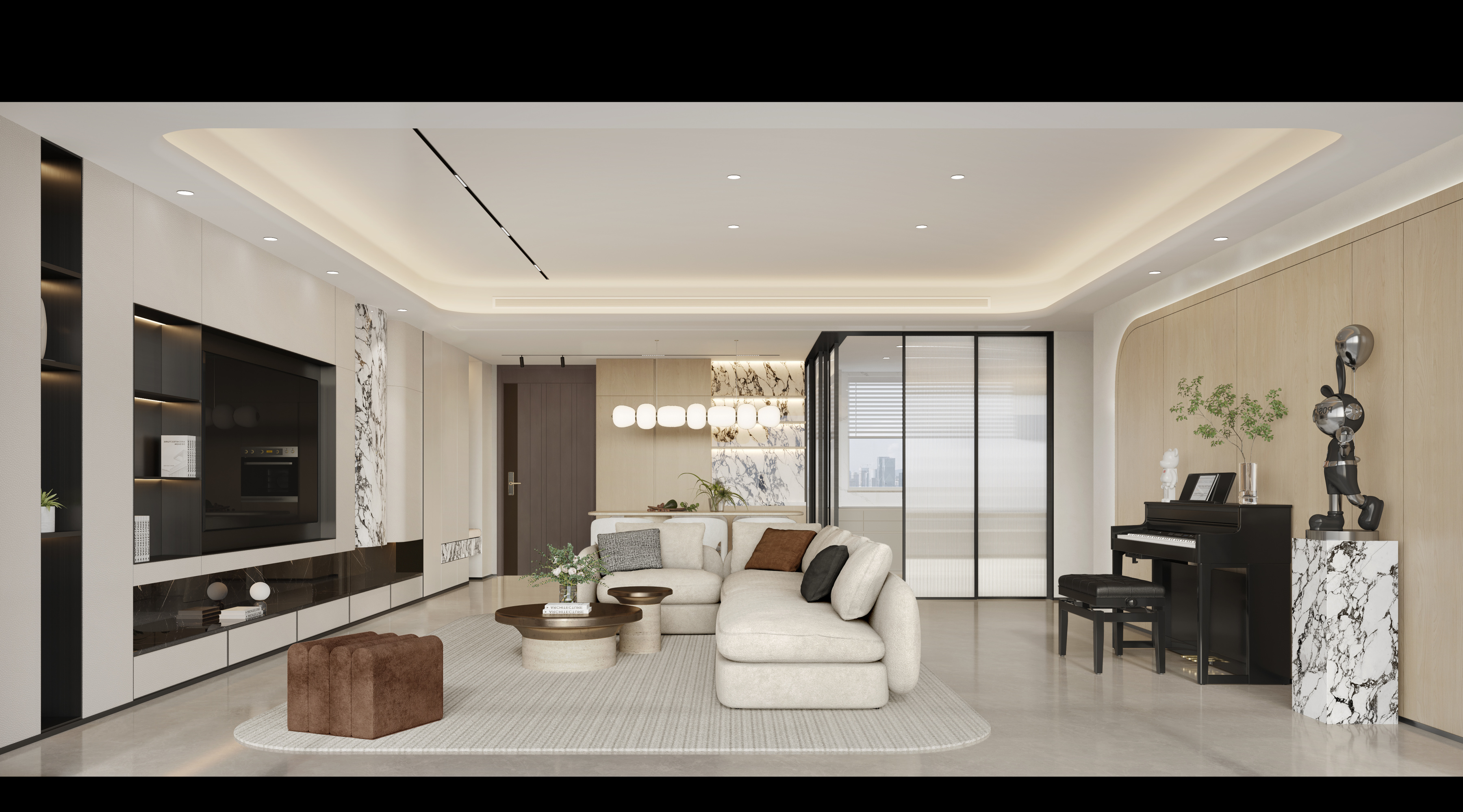 现代奶油极简风丨样板房[ID: 114443409]_建e效果图