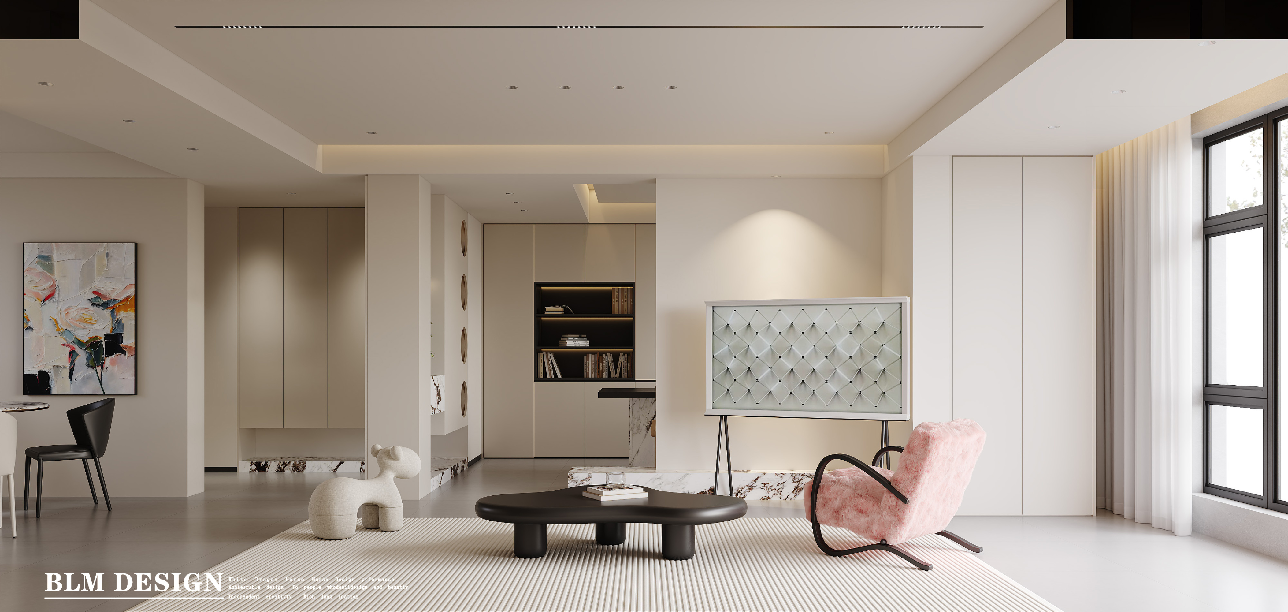 现代奶油家装设计案例[ID: 115164170]_建e效果图