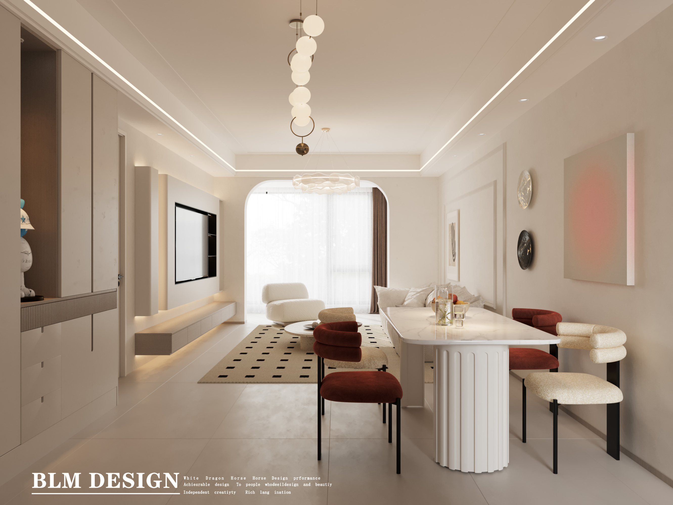 奶油风家装设计案例[ID: 115164177]_建e效果图