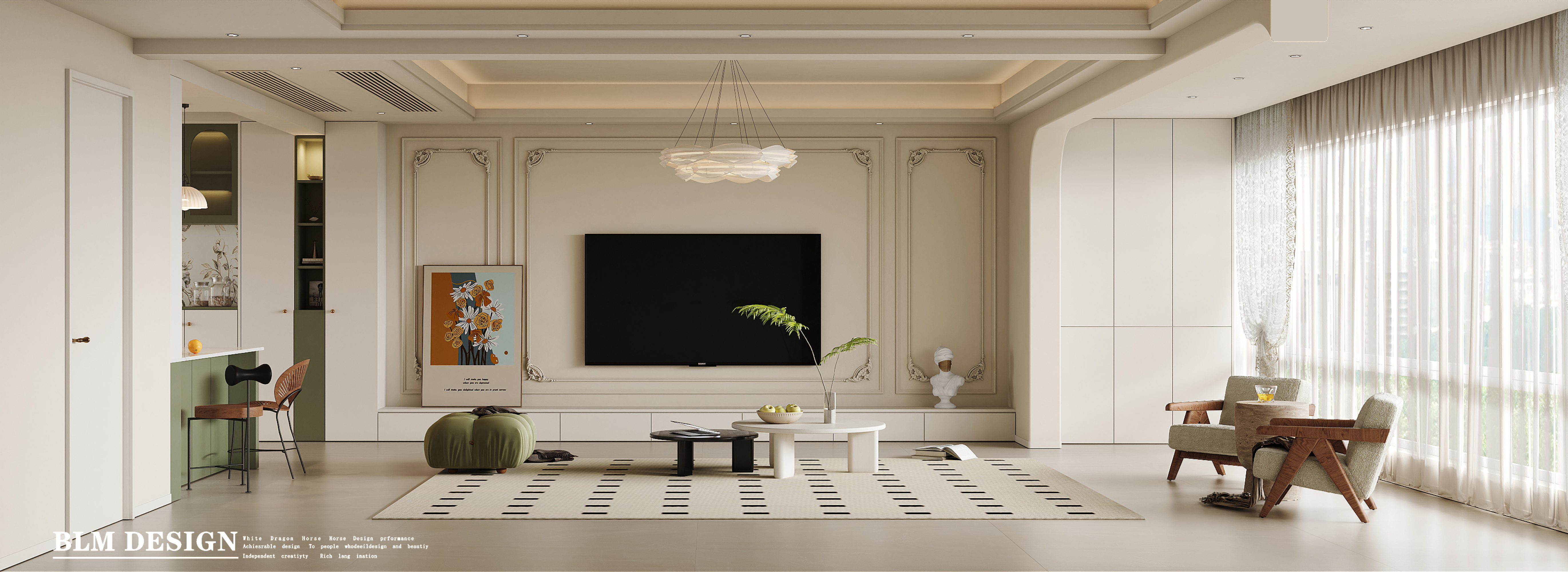 奶油风家装案例[ID: 115164336]_建e效果图