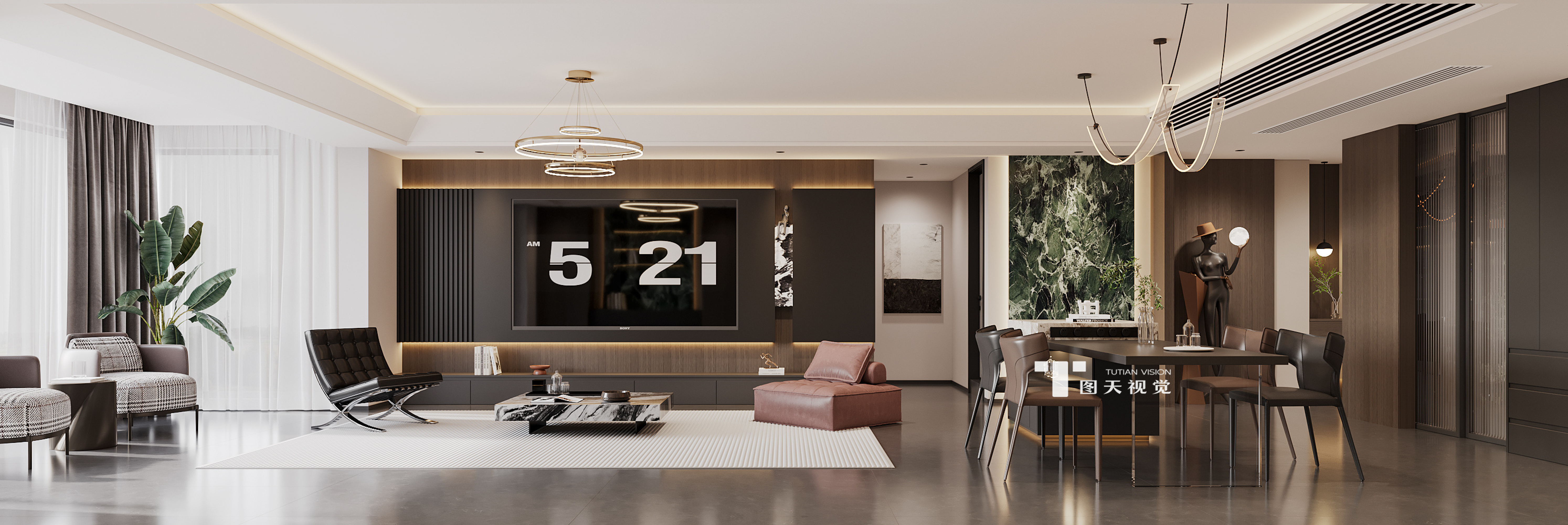 意式大平层效果图[ID: 115164327]_建e效果图