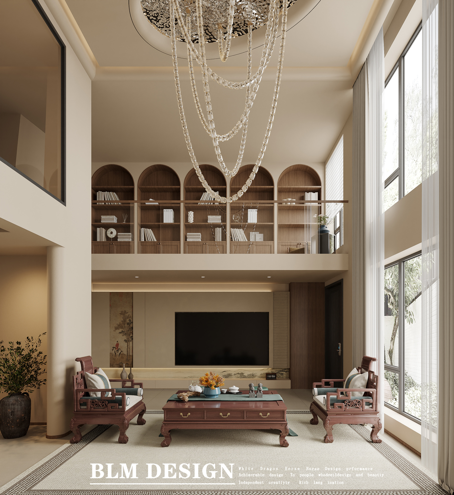 新中式家装设计案例[ID: 115229756]_建e效果图