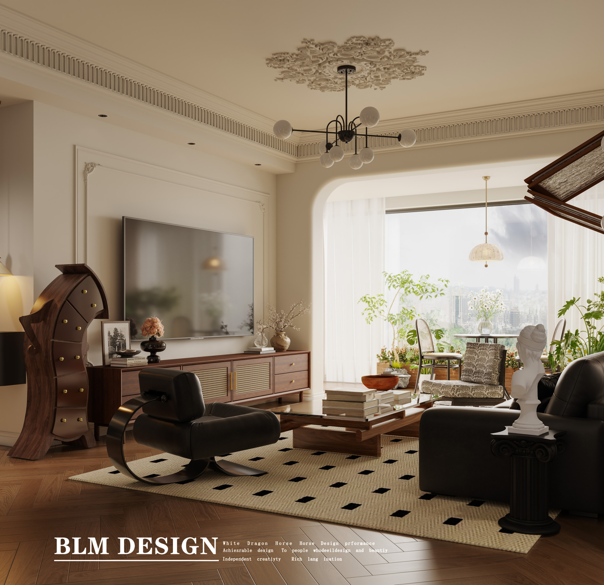复古法式家装设计案例[ID: 115229938]_建e效果图
