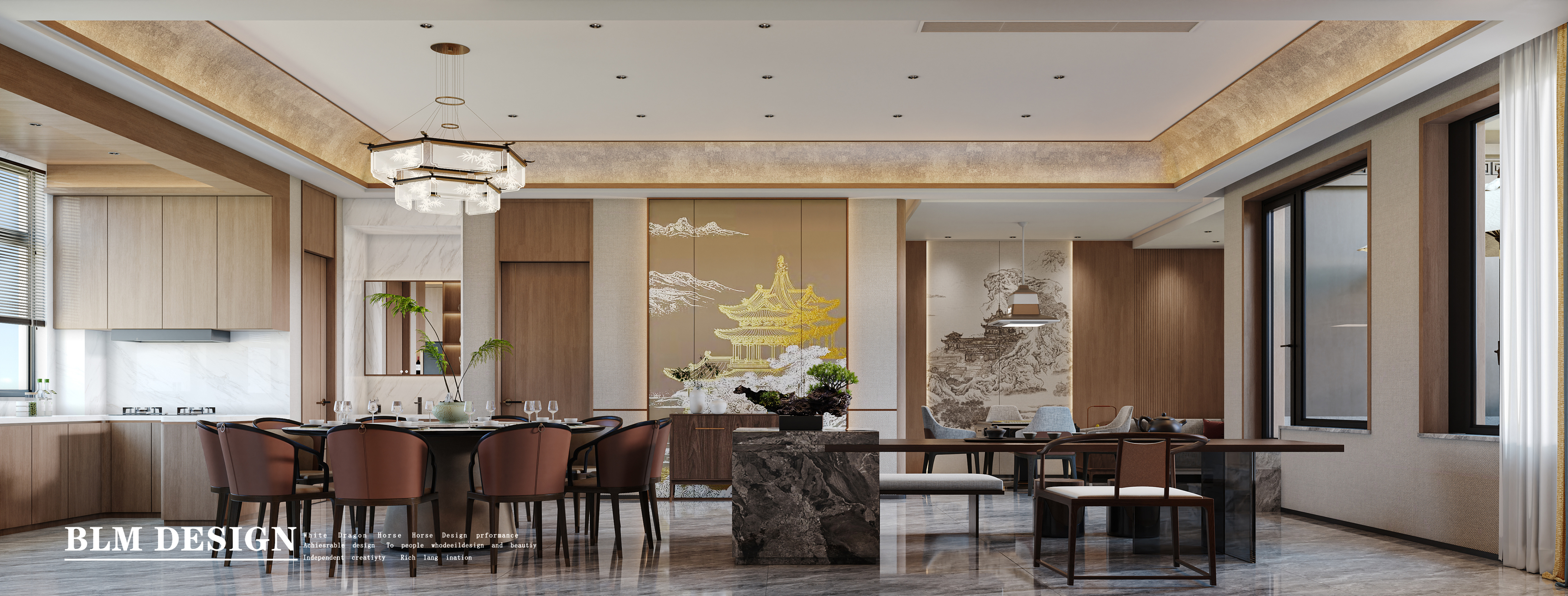 中式家装设计案例[ID: 114902044]_建e效果图