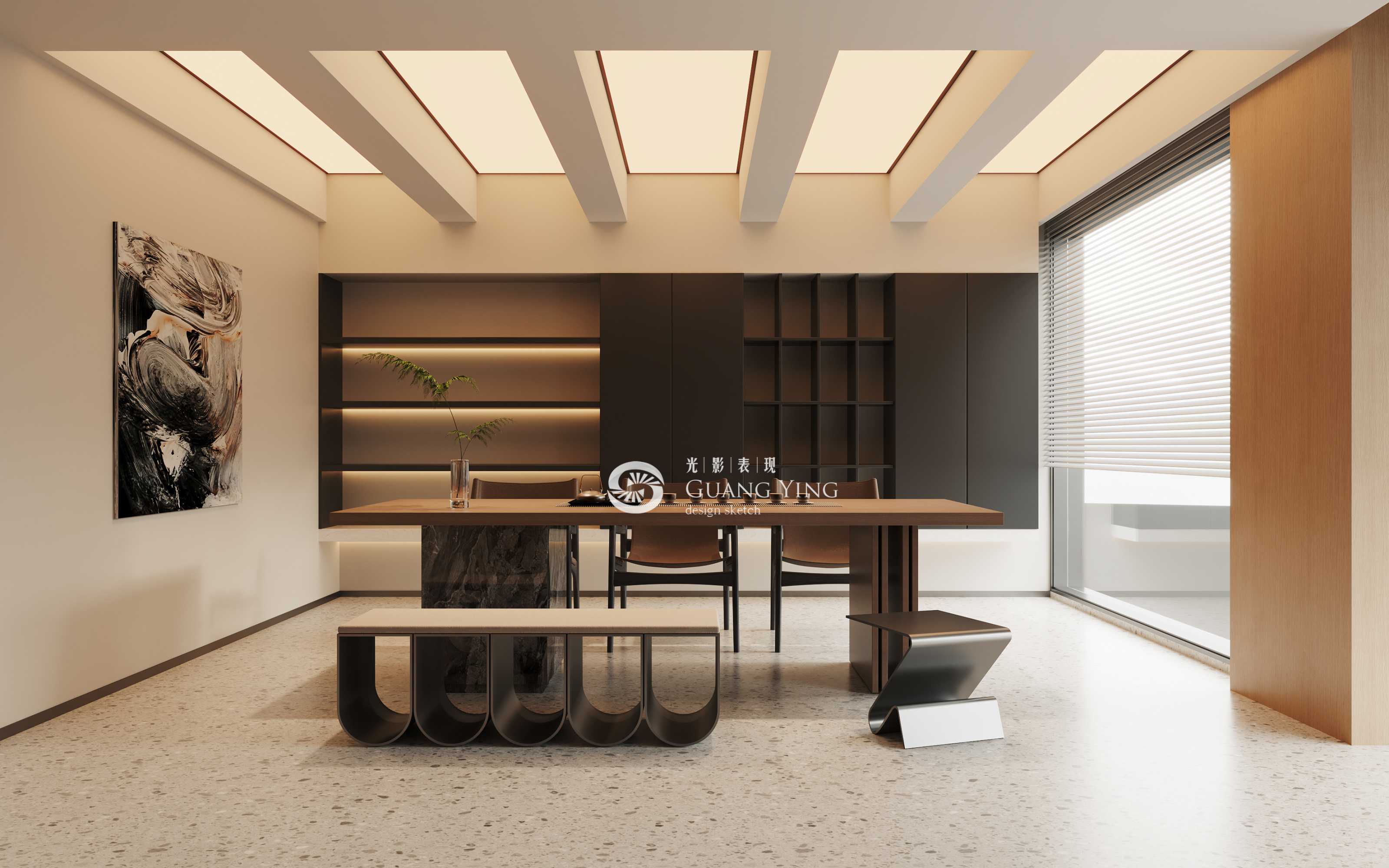 办公室工装效果图[ID: 115033107]_建e效果图