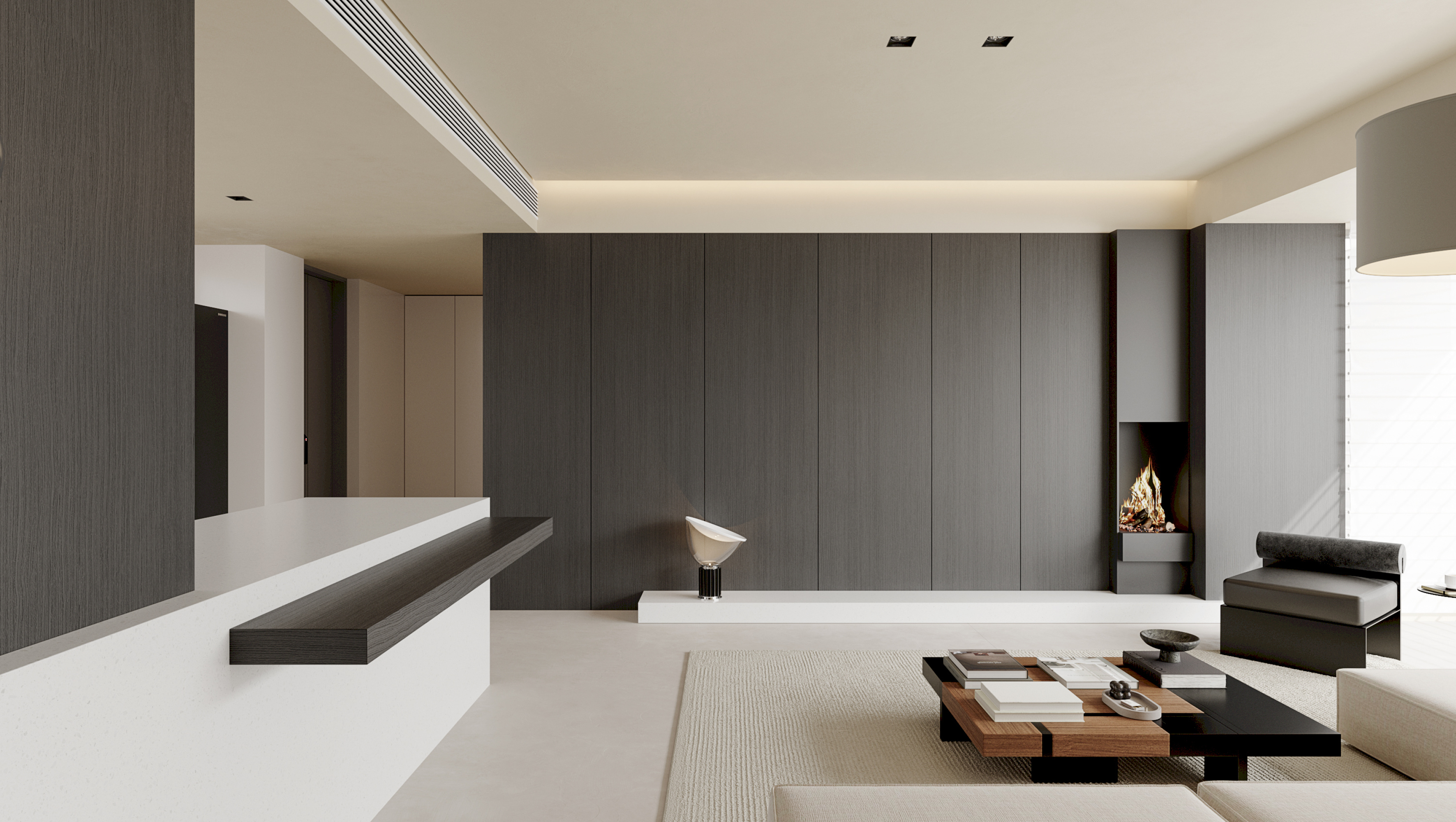 现代极简家装设计效果图 黑白灰 客厅卧室餐厅[ID: 115622975]_建e效果图