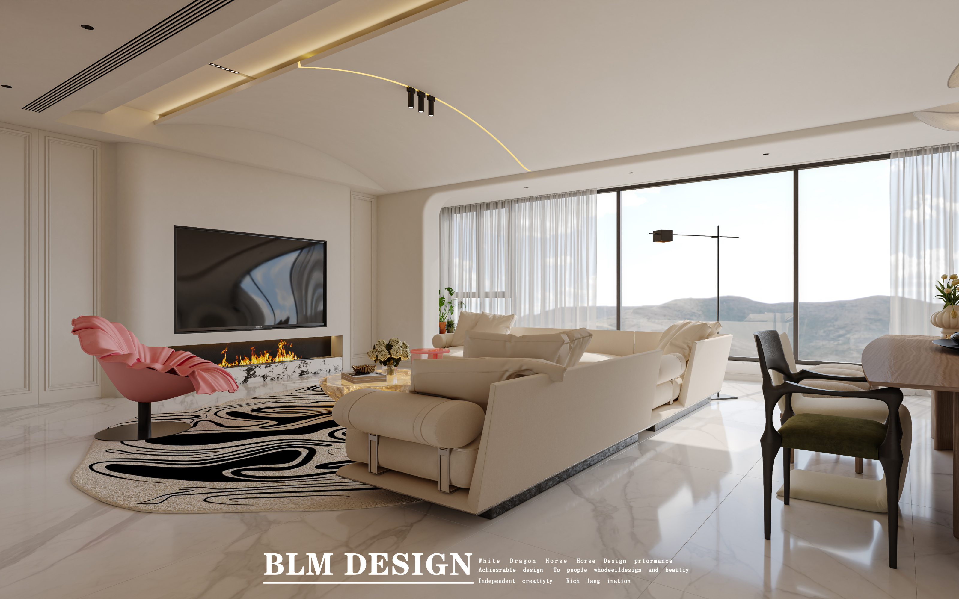 现代客餐厅——白龙马效果图[ID: 115754115]_建e效果图