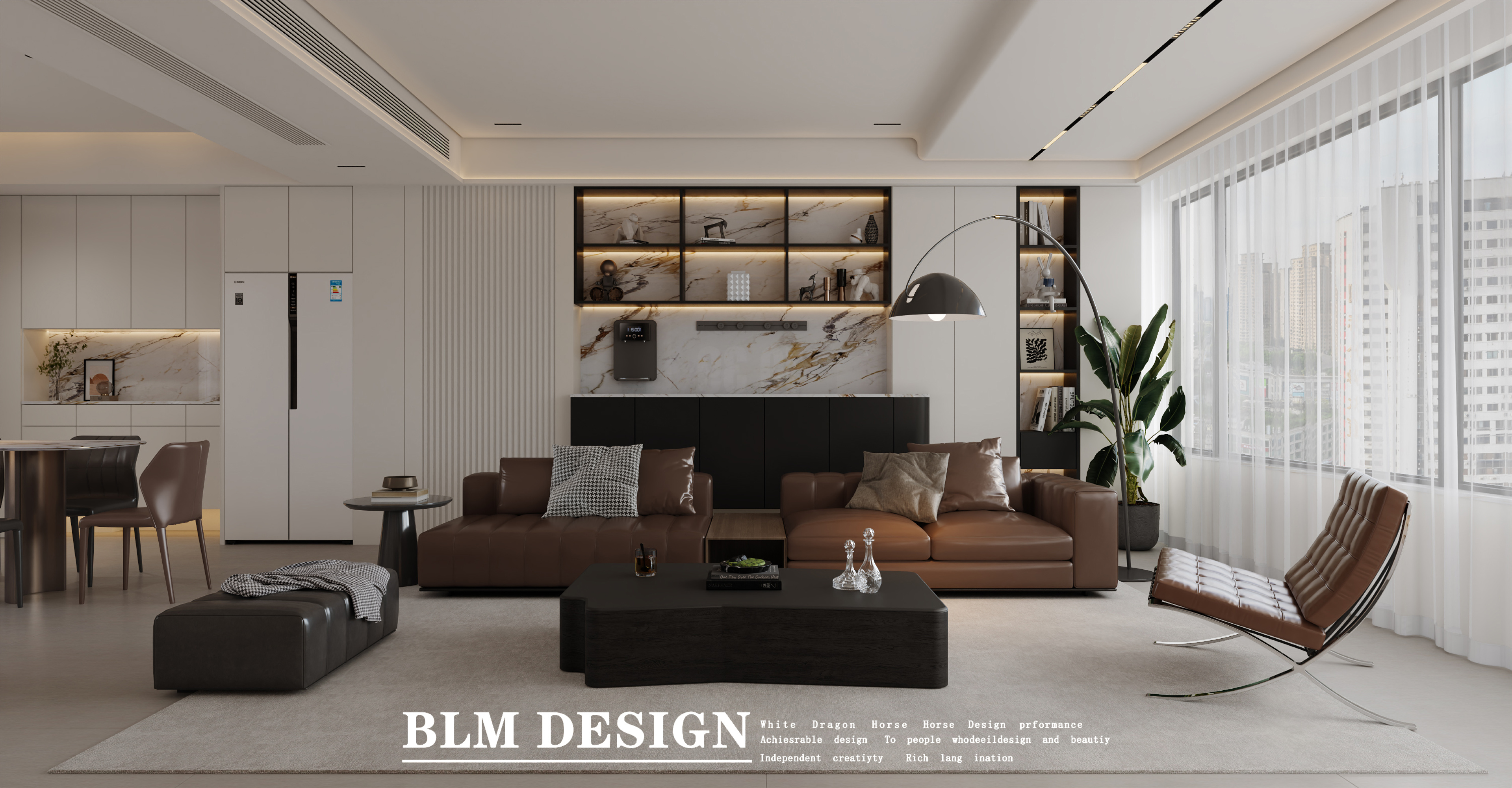 现代客餐厅——白龙马效果图[ID: 115426524]_建e效果图