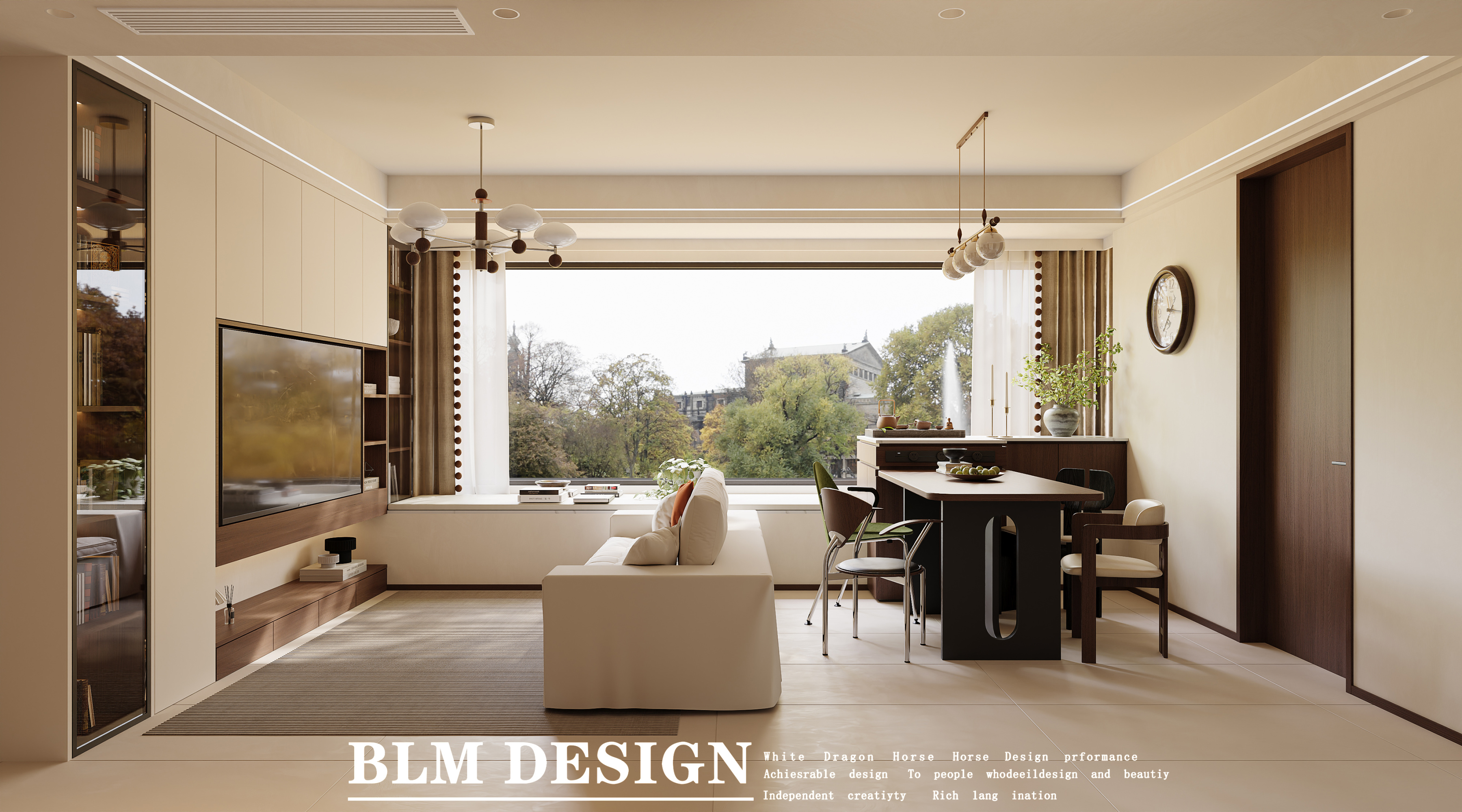 现代客餐厅—白龙马效果图[ID: 115557525]_建e效果图