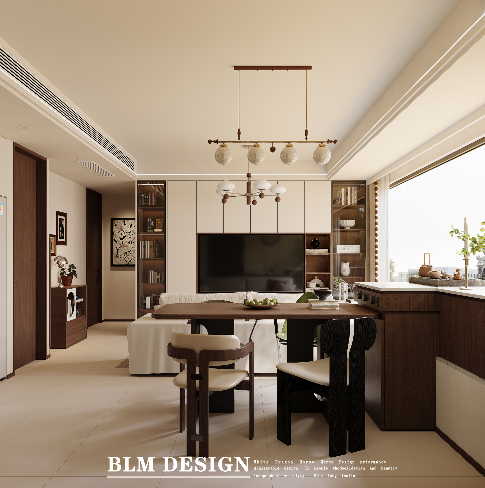现代客餐厅—白龙马效果图[ID: 115557525]_建e效果图