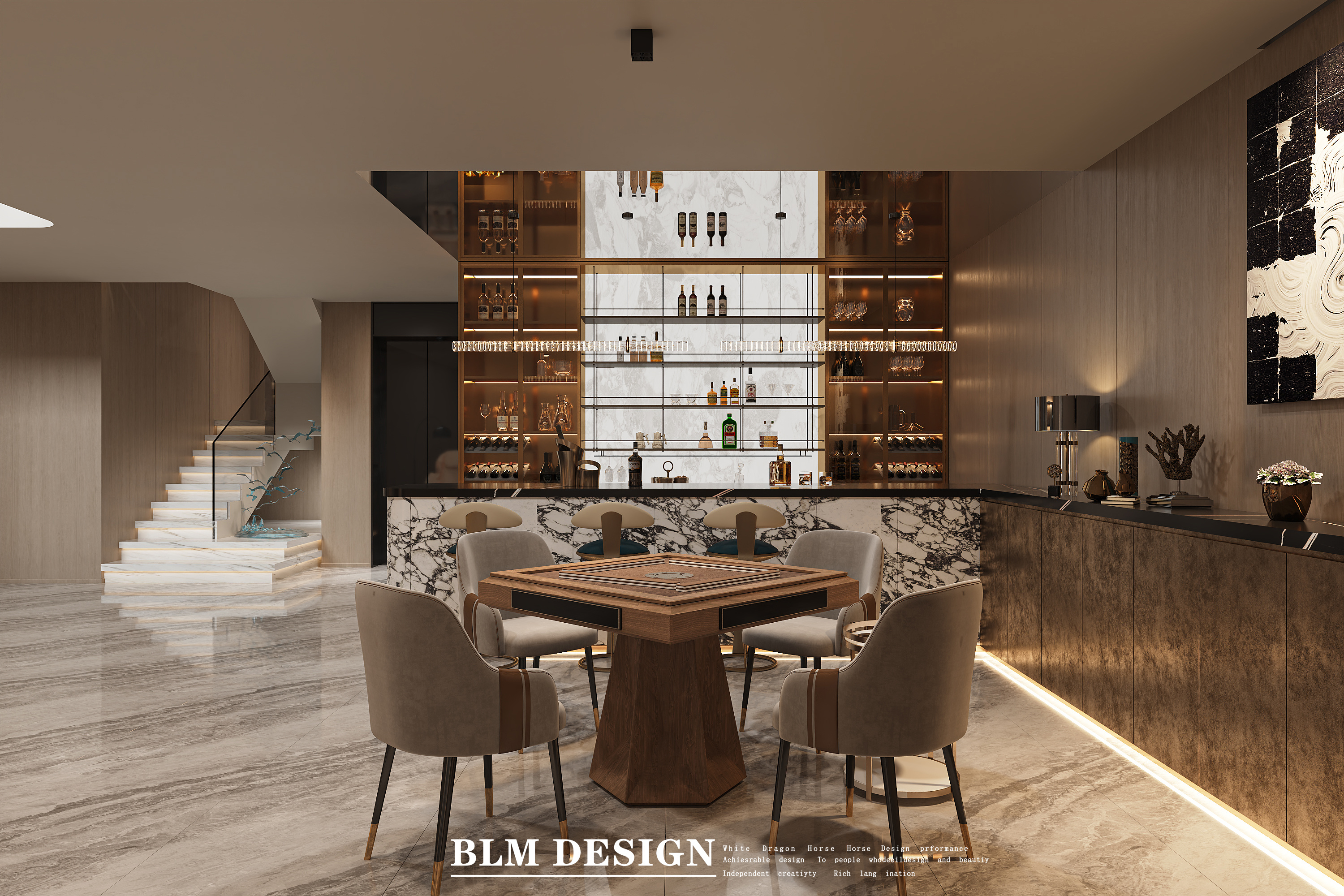 意式轻奢客餐厅——白龙马效果图[ID: 116212957]_建e效果图