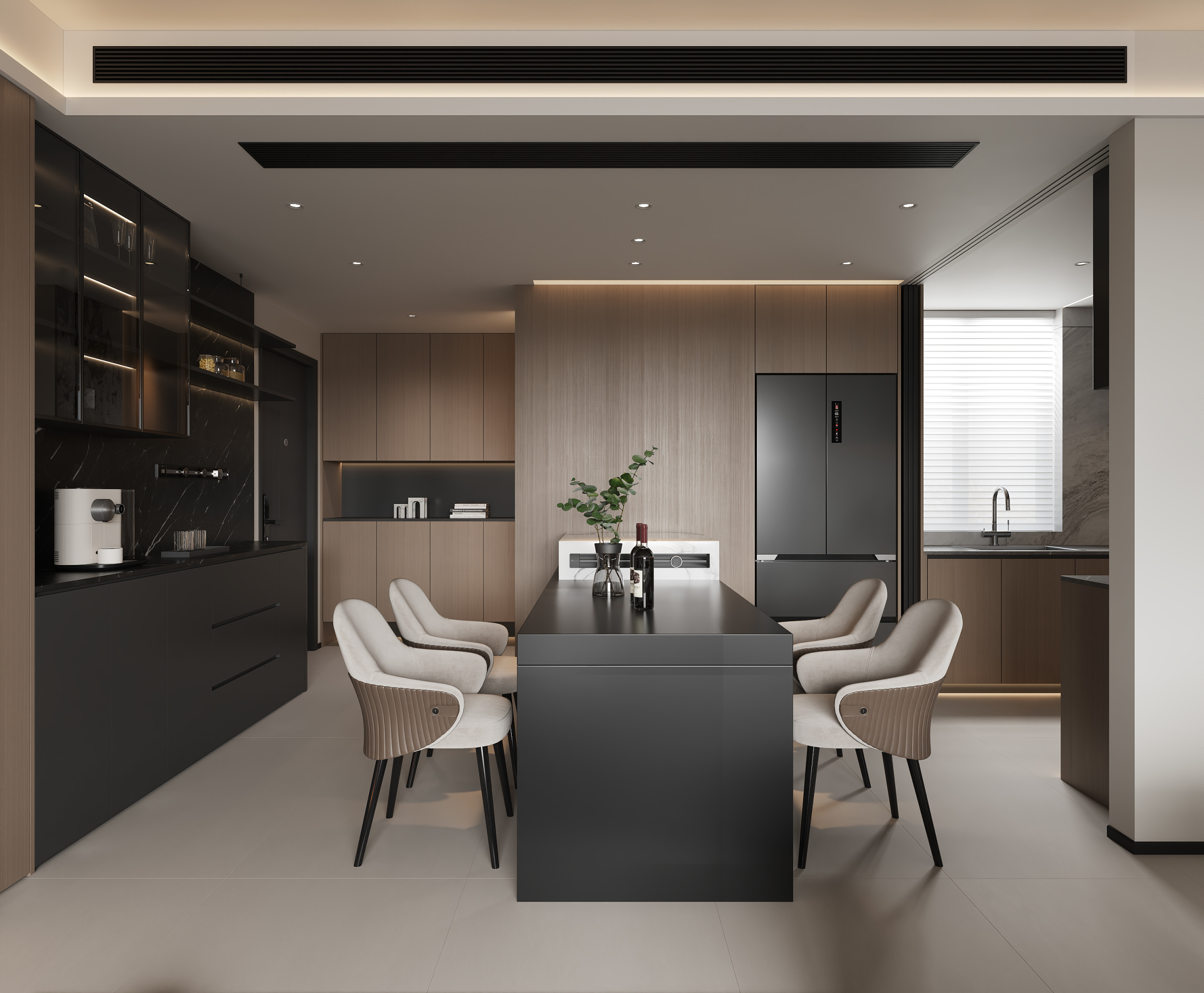 现代风客餐厅———白龙马效果图[ID: 116147242]_建e效果图