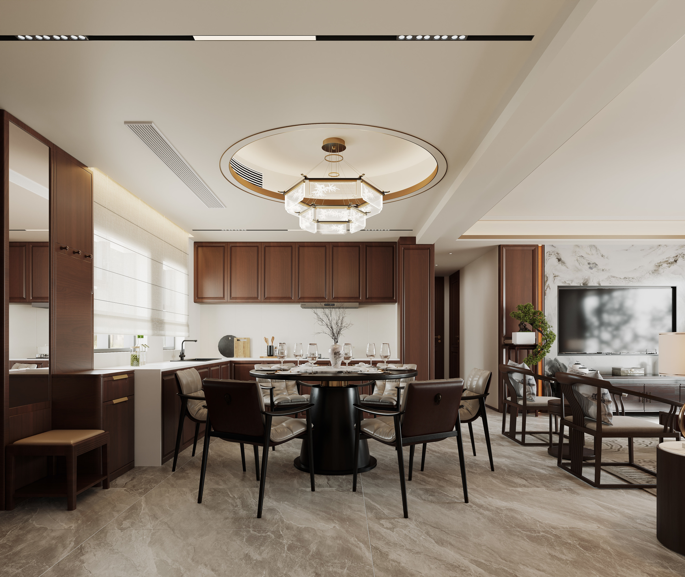 宋式客餐厅———白龙马效果图[ID: 116147347]_建e效果图