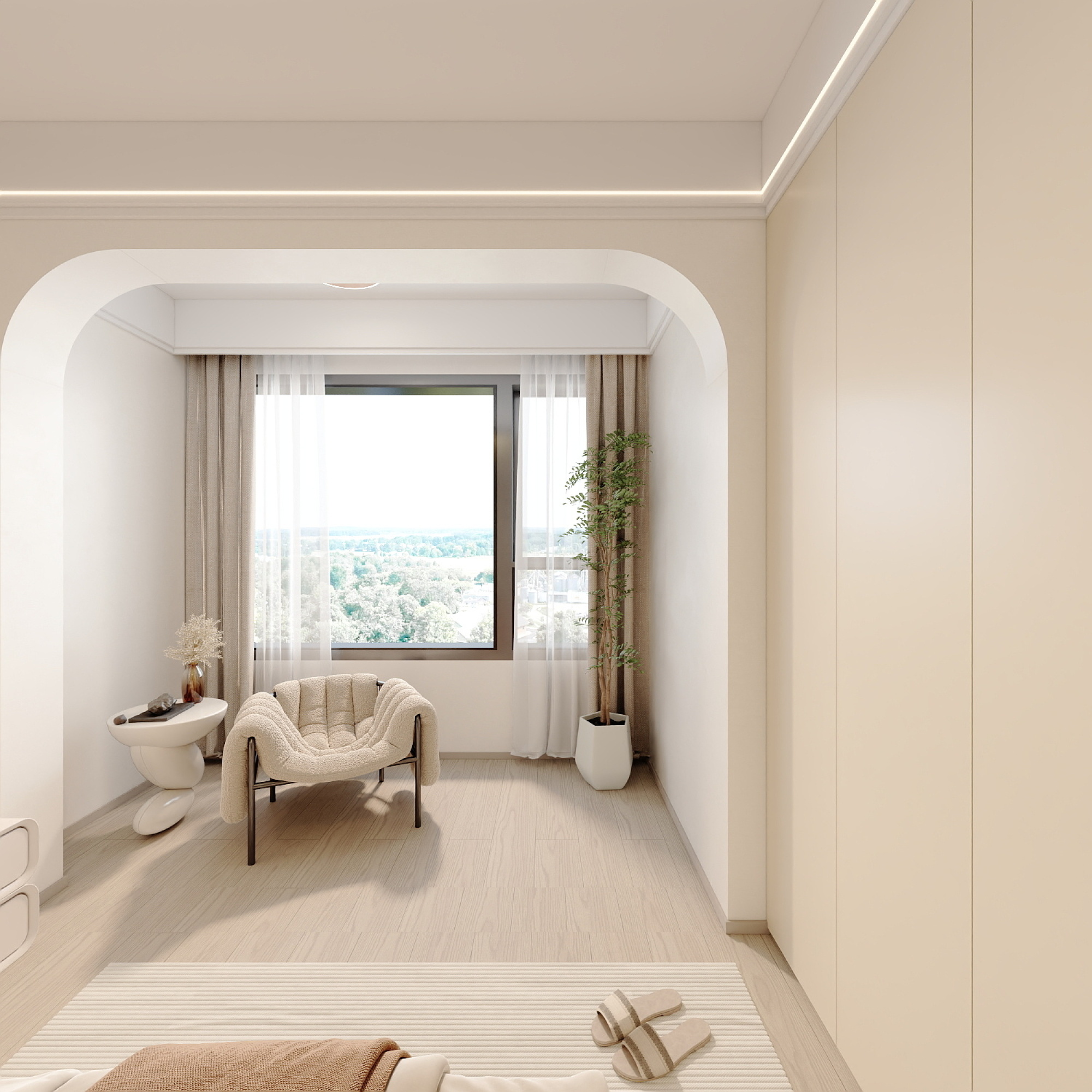 现代全屋奶油风[ID: 116344012]_建e效果图