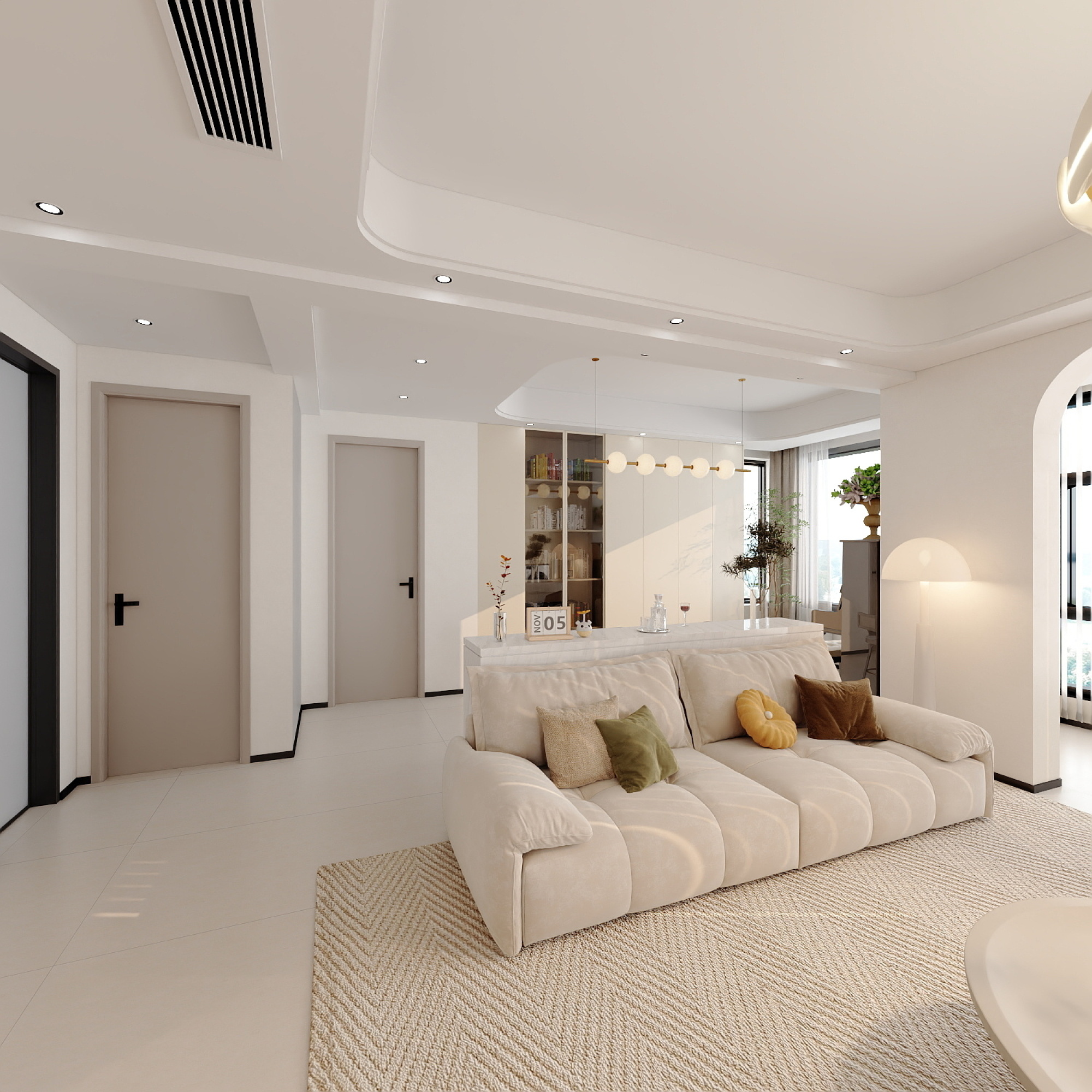 现代全屋奶油风[ID: 116344012]_建e效果图