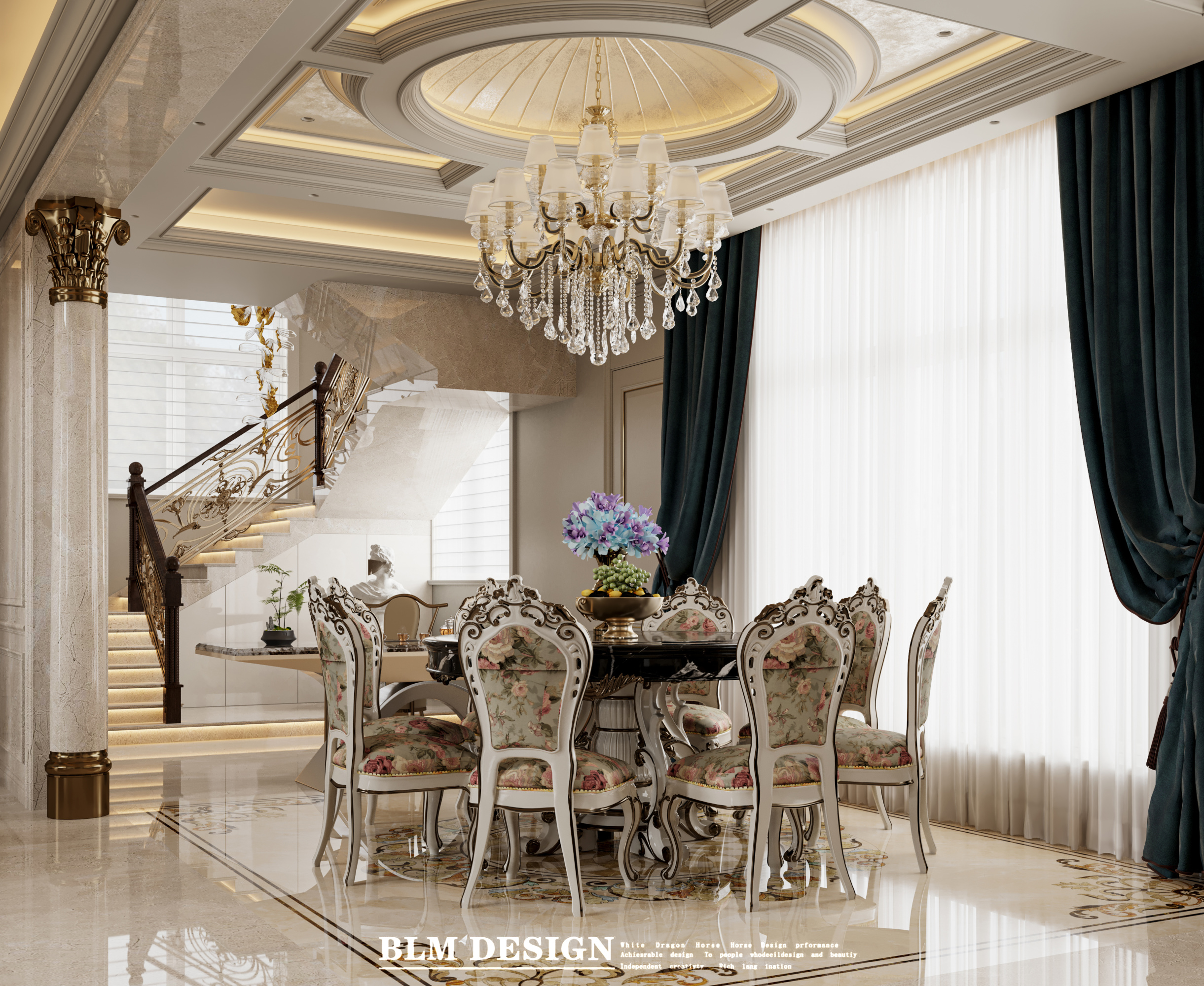 法式奢华挑空别墅[ID: 115885278]_建e效果图