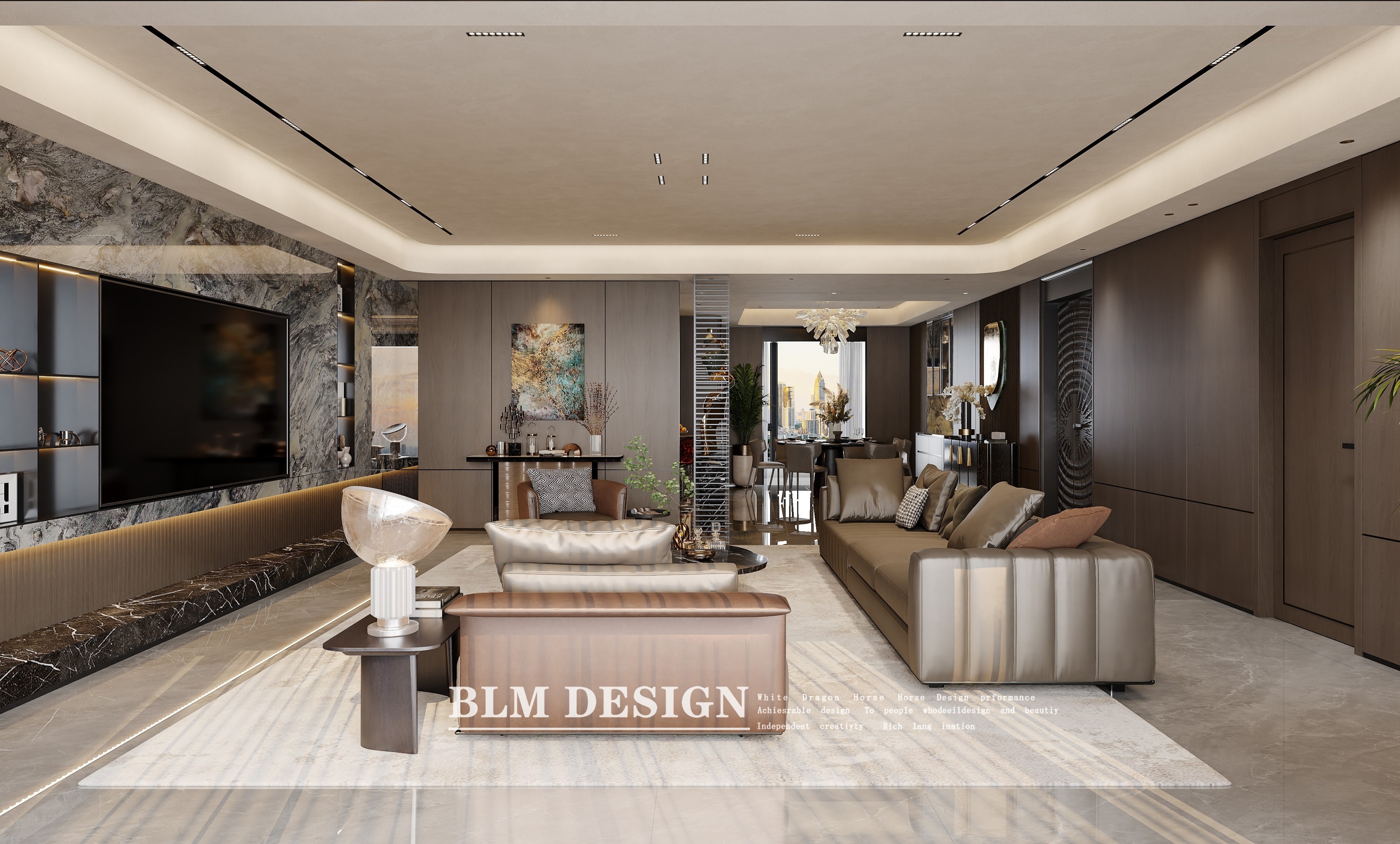 现代轻奢客餐厅——白龙马效果图[ID: 116081695]_建e效果图