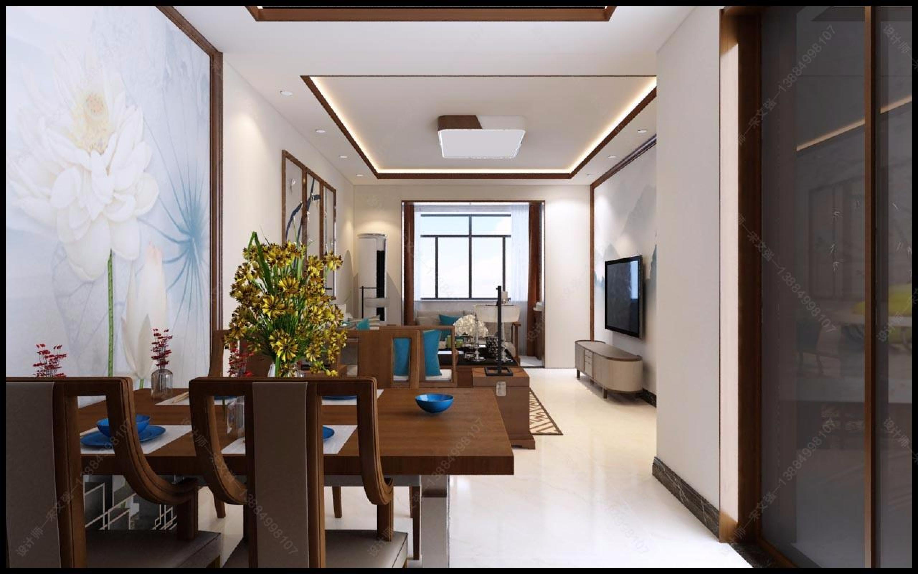 新中式风格家装设计[ID: 109987121]_建e效果图
