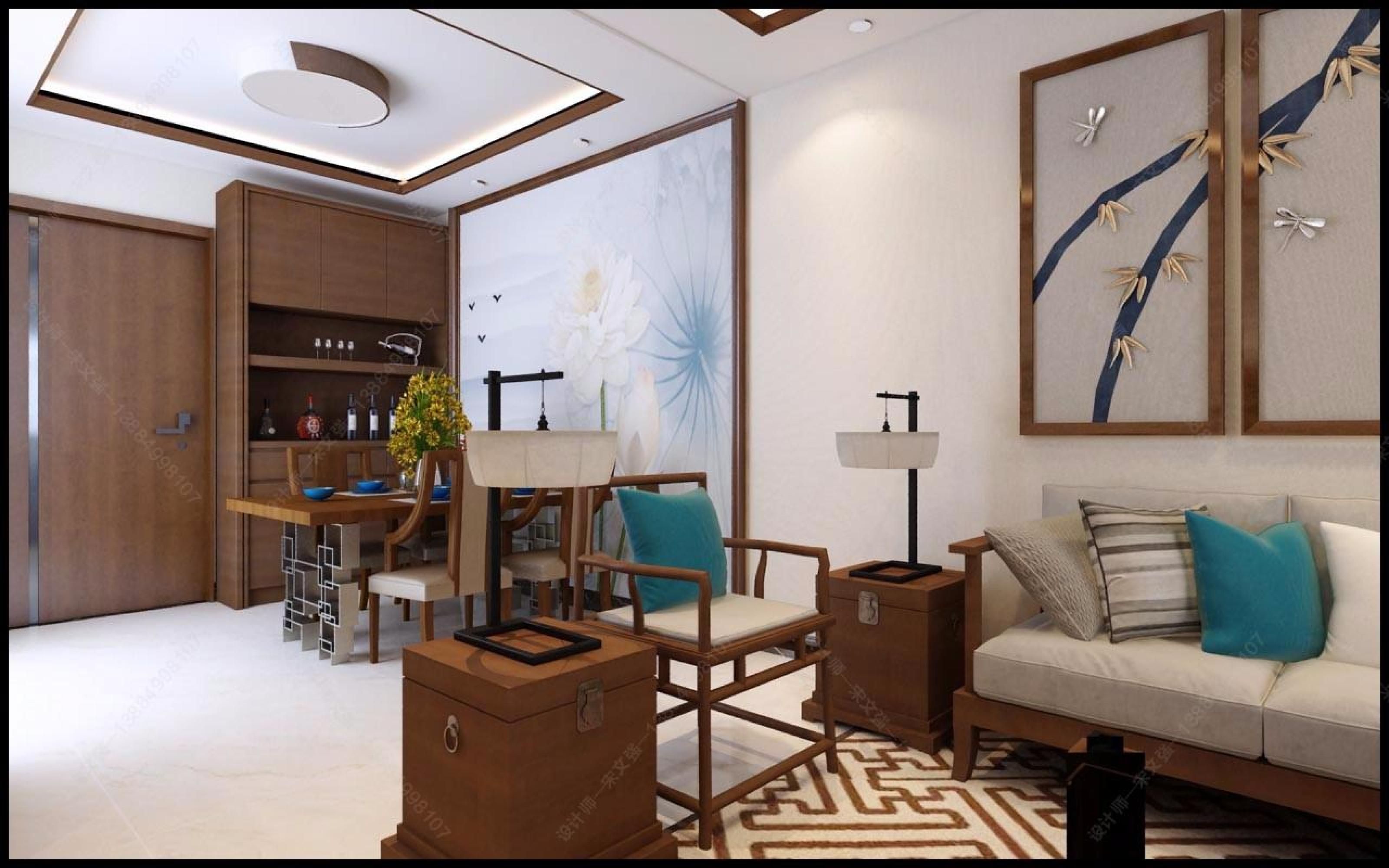 新中式风格家装设计[ID: 109987121]_建e效果图