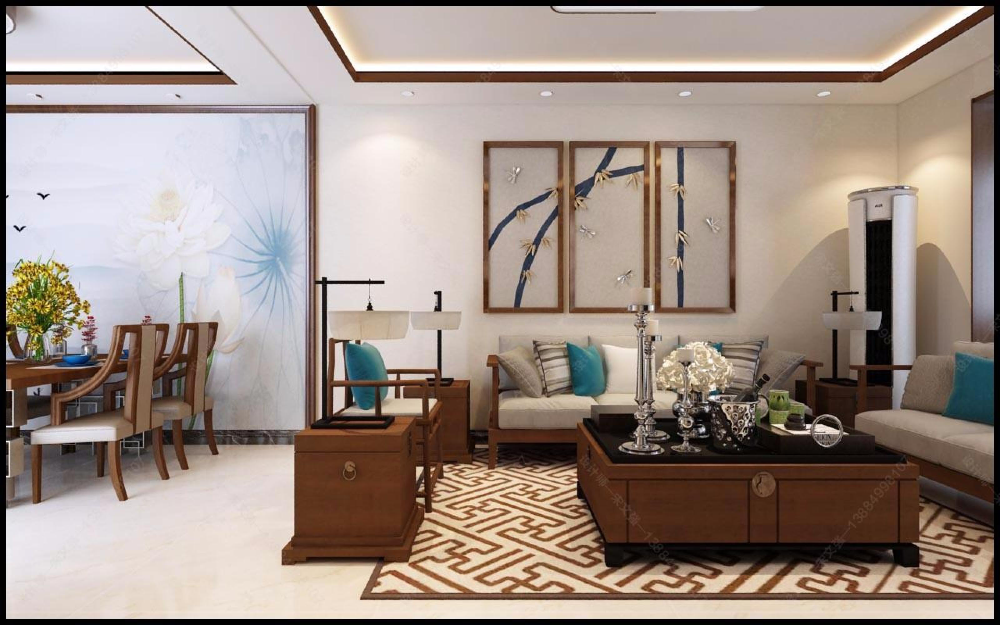 新中式风格家装设计[ID: 109987121]_建e效果图