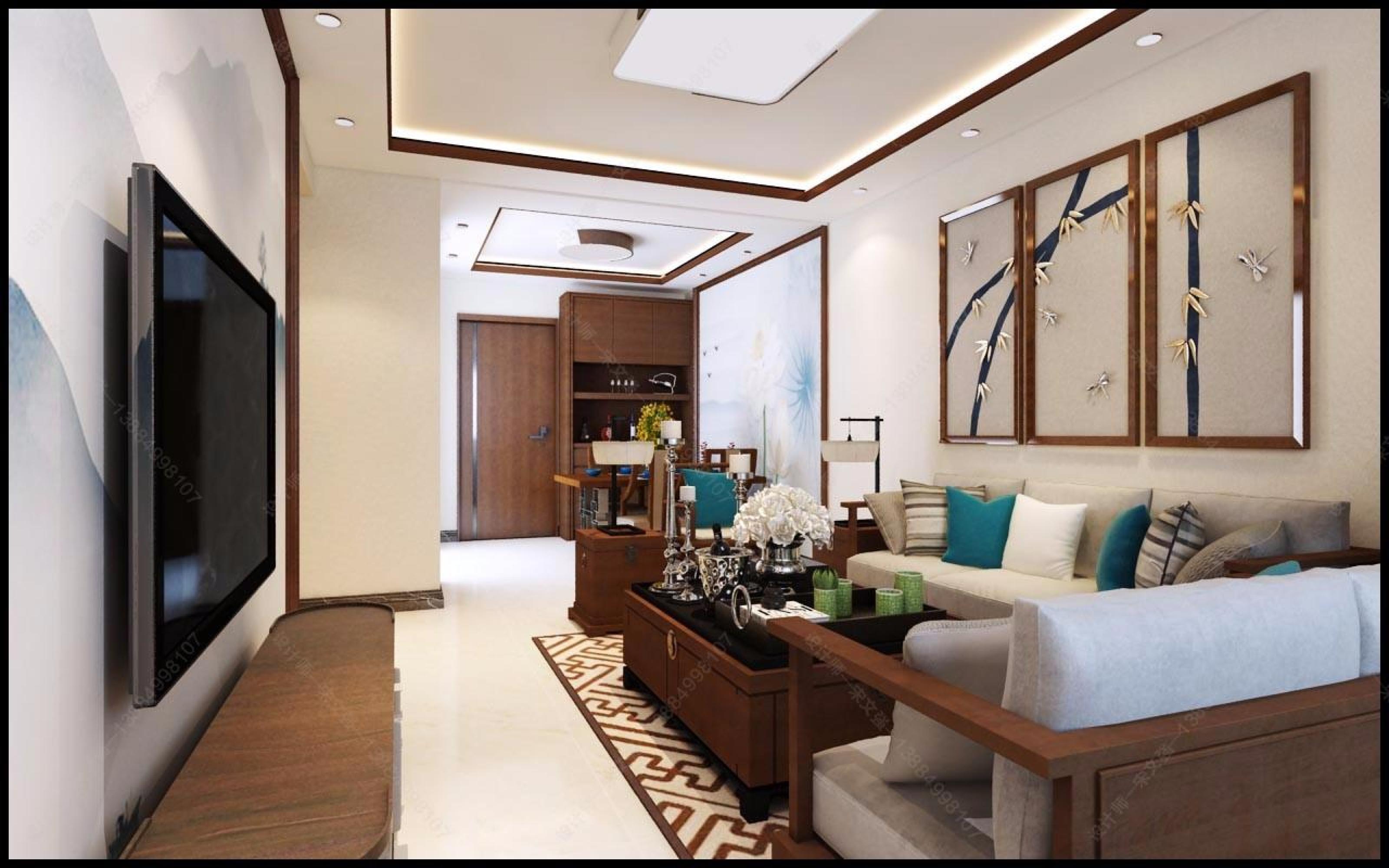 新中式风格家装设计[ID: 109987121]_建e效果图