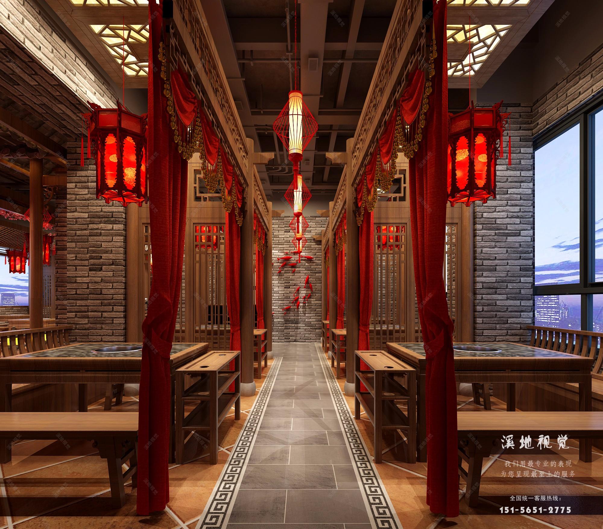 新中式火锅店全景