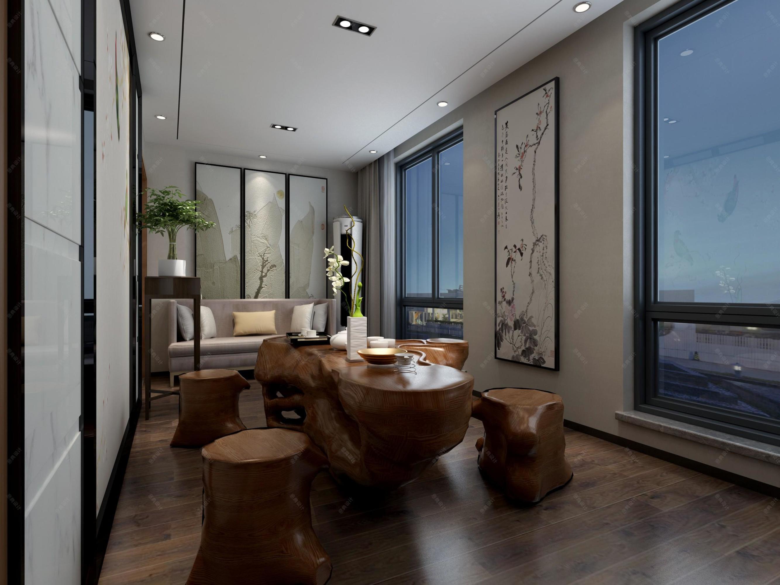 新中式家装设计[ID: 109594097]_建e效果图