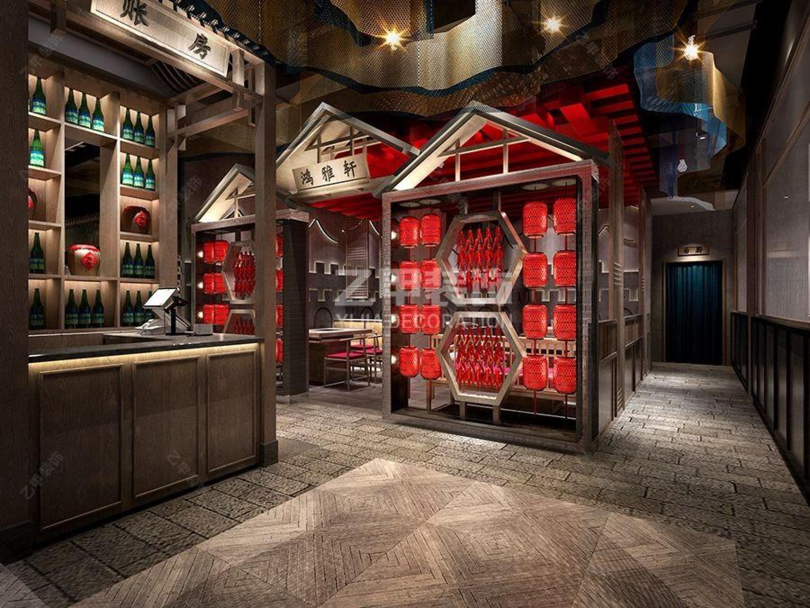 现代火锅店设计[ID: 109593921]_建e效果图