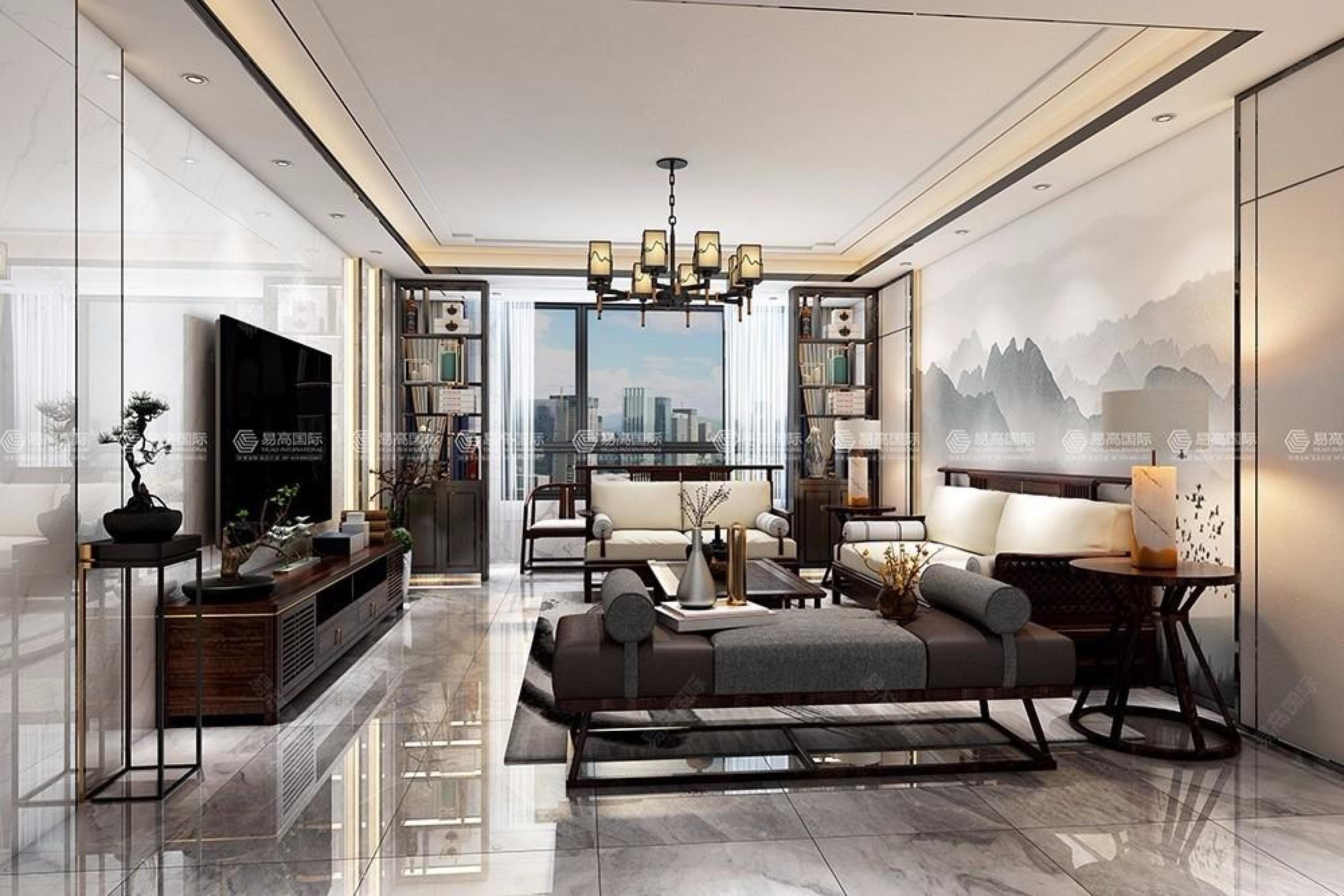 新中式家装设计[ID: 110577069]_建e效果图