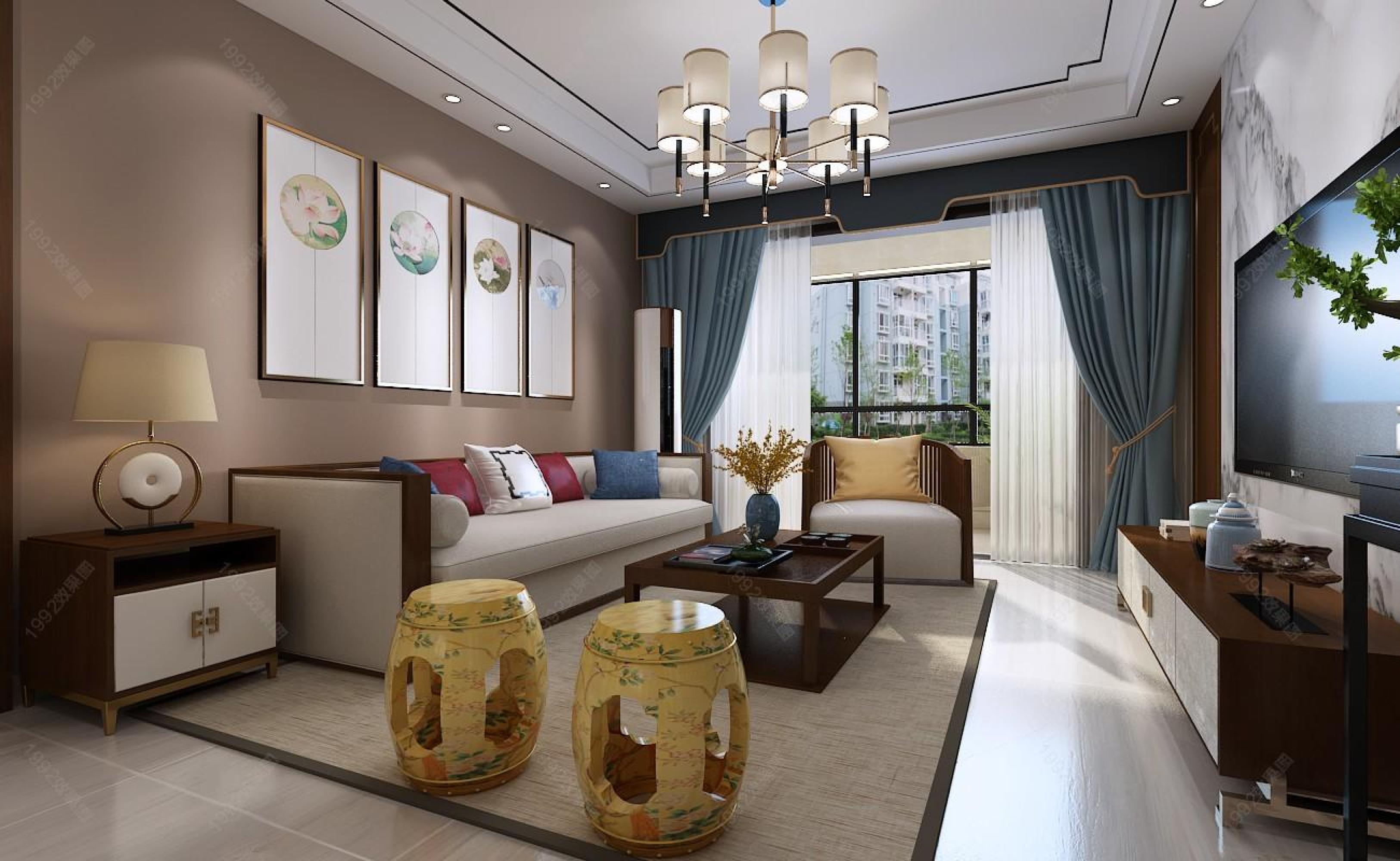 新中式家装设计[ID: 110511557]_建e效果图