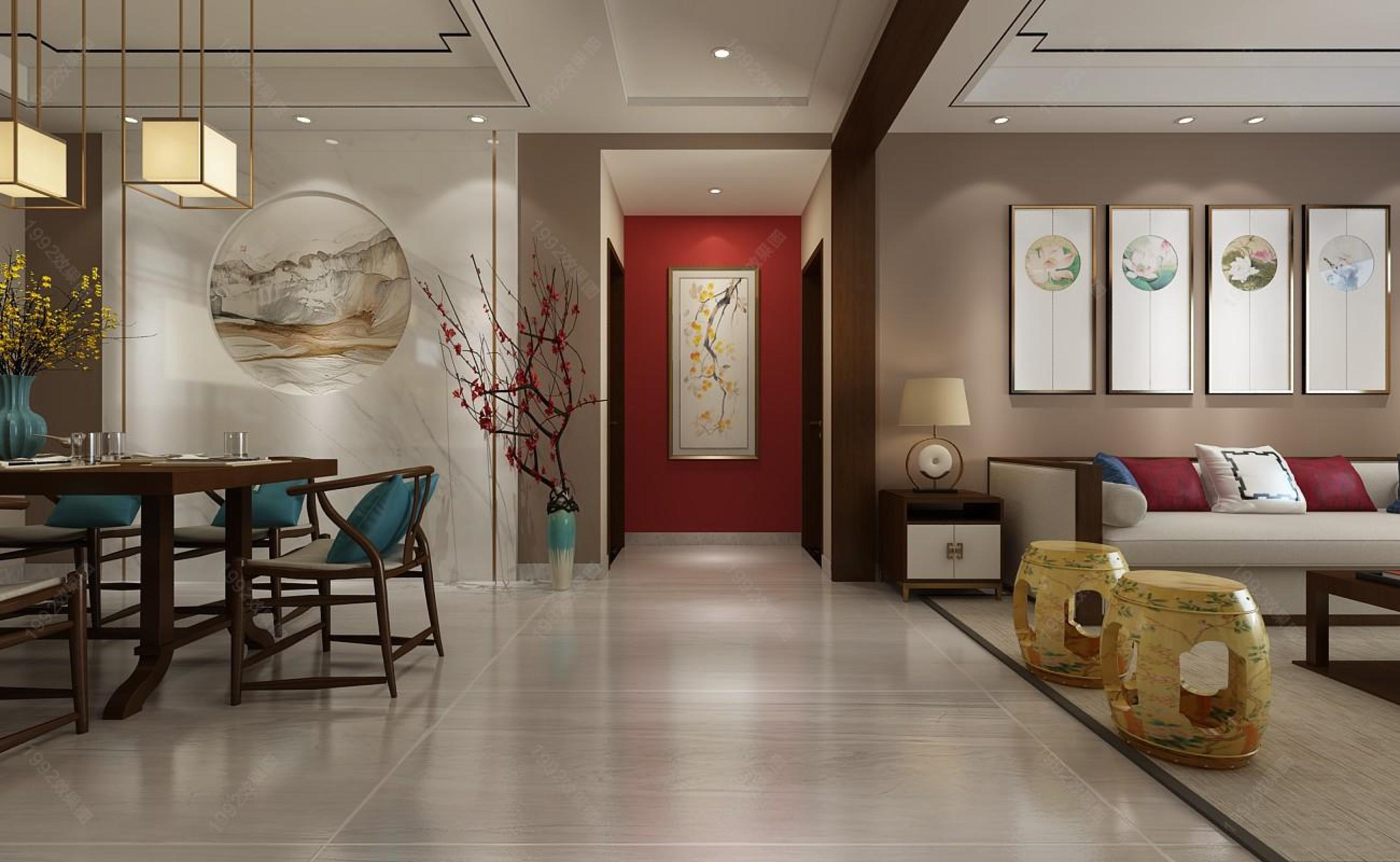 新中式家装设计[ID: 110511557]_建e效果图