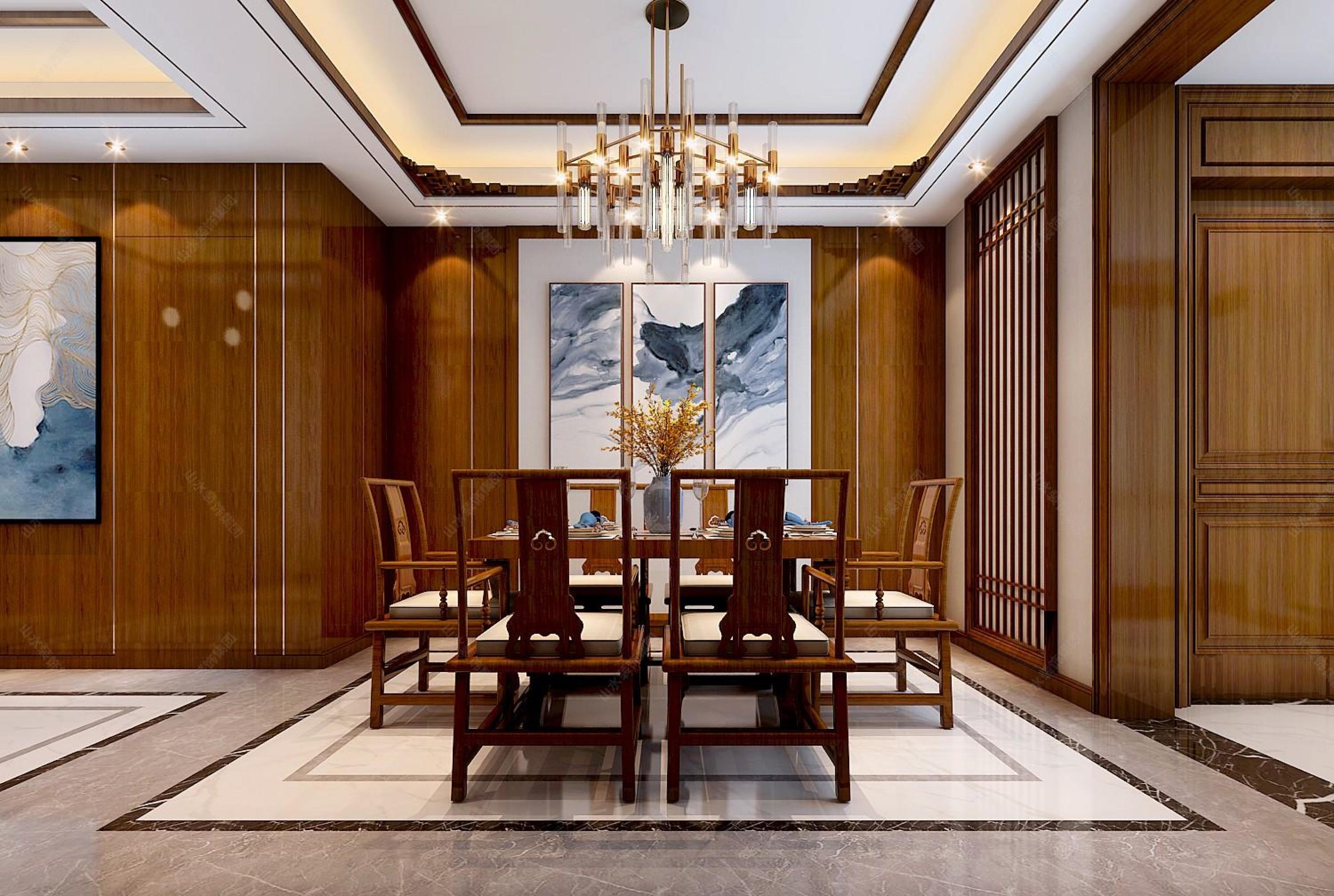 200平新中式家装设计[ID: 110970337]_建e效果图