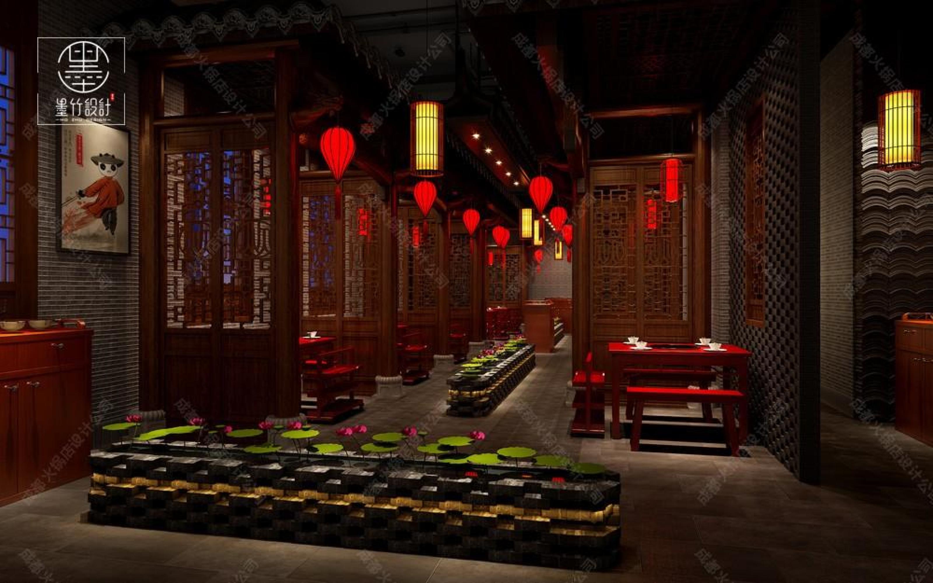 新中式火锅店设计 [ID: 110773743]_建e效果图