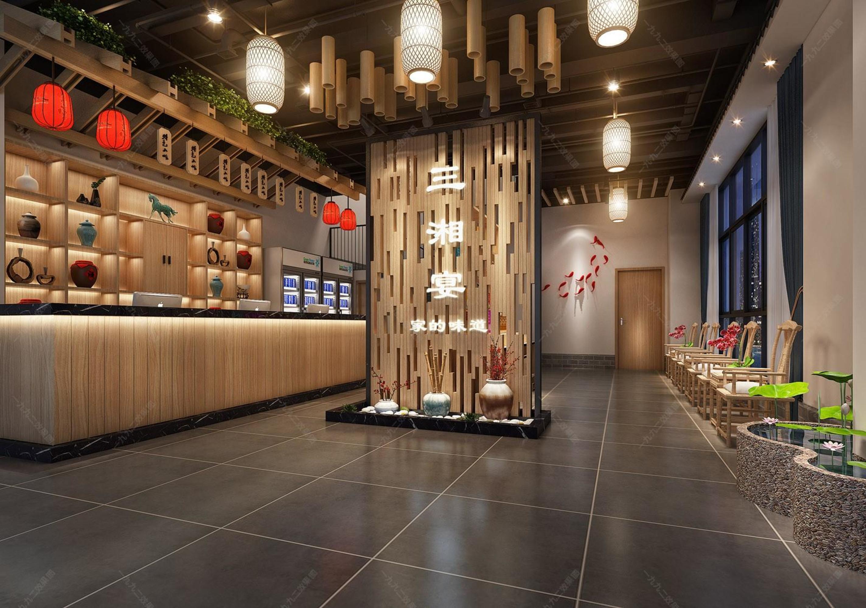 新中式火锅店[ID: 110773535]_建e效果图