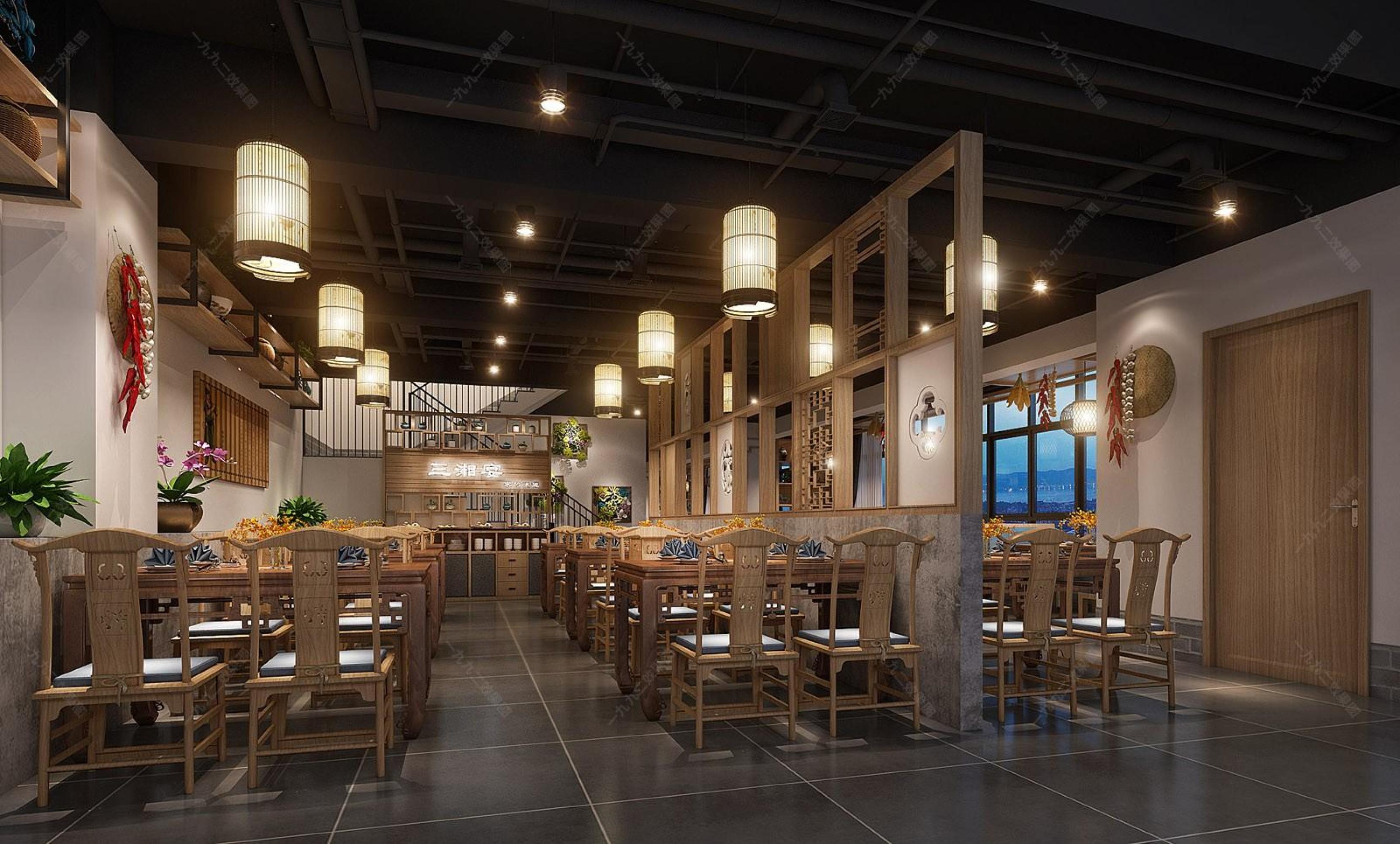 新中式火锅店[ID: 110773535]_建e效果图