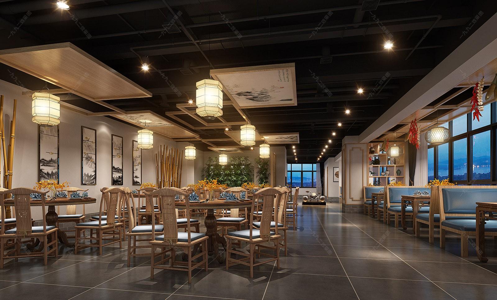 新中式火锅店 - 效果图交流区-建e室内设计网