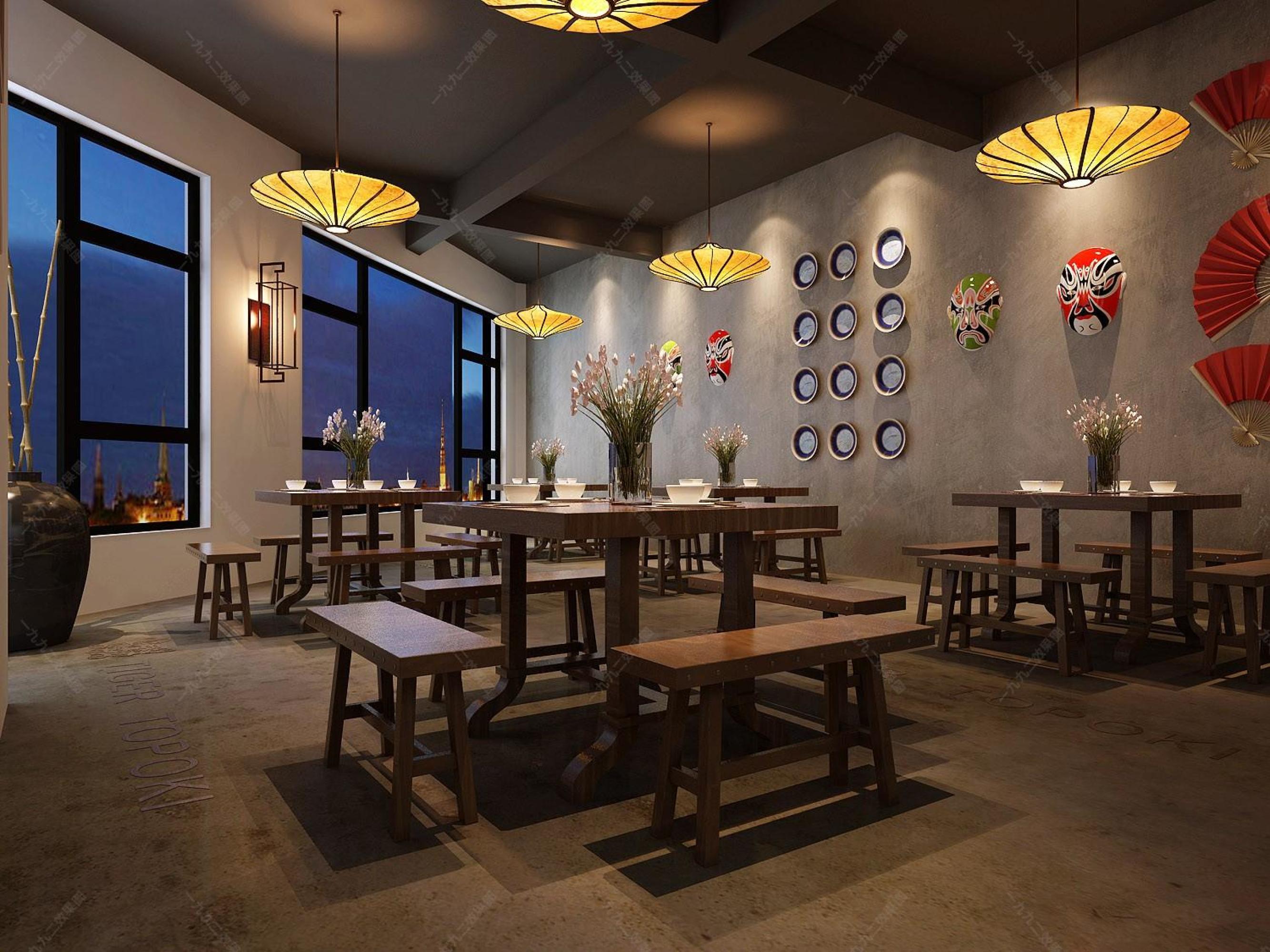 新中式火锅店[ID: 110773535]_建e效果图