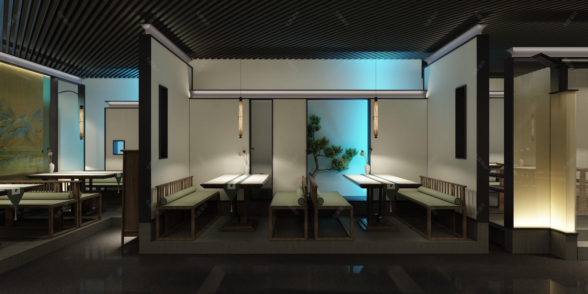新中式茶室 - 效果图交流区-建E室内设计网