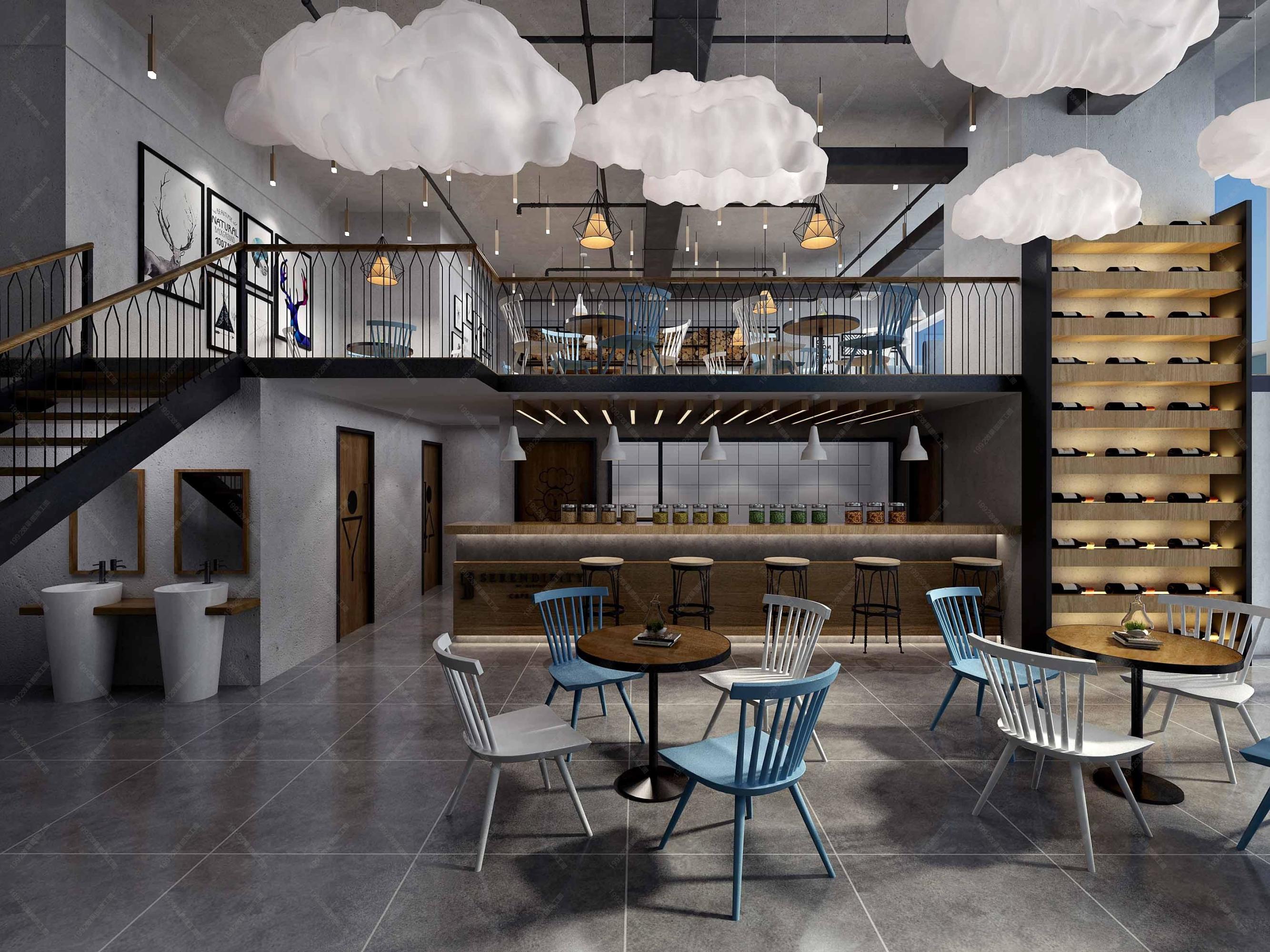 工业风咖啡店[ID: 112477644]_建e效果图