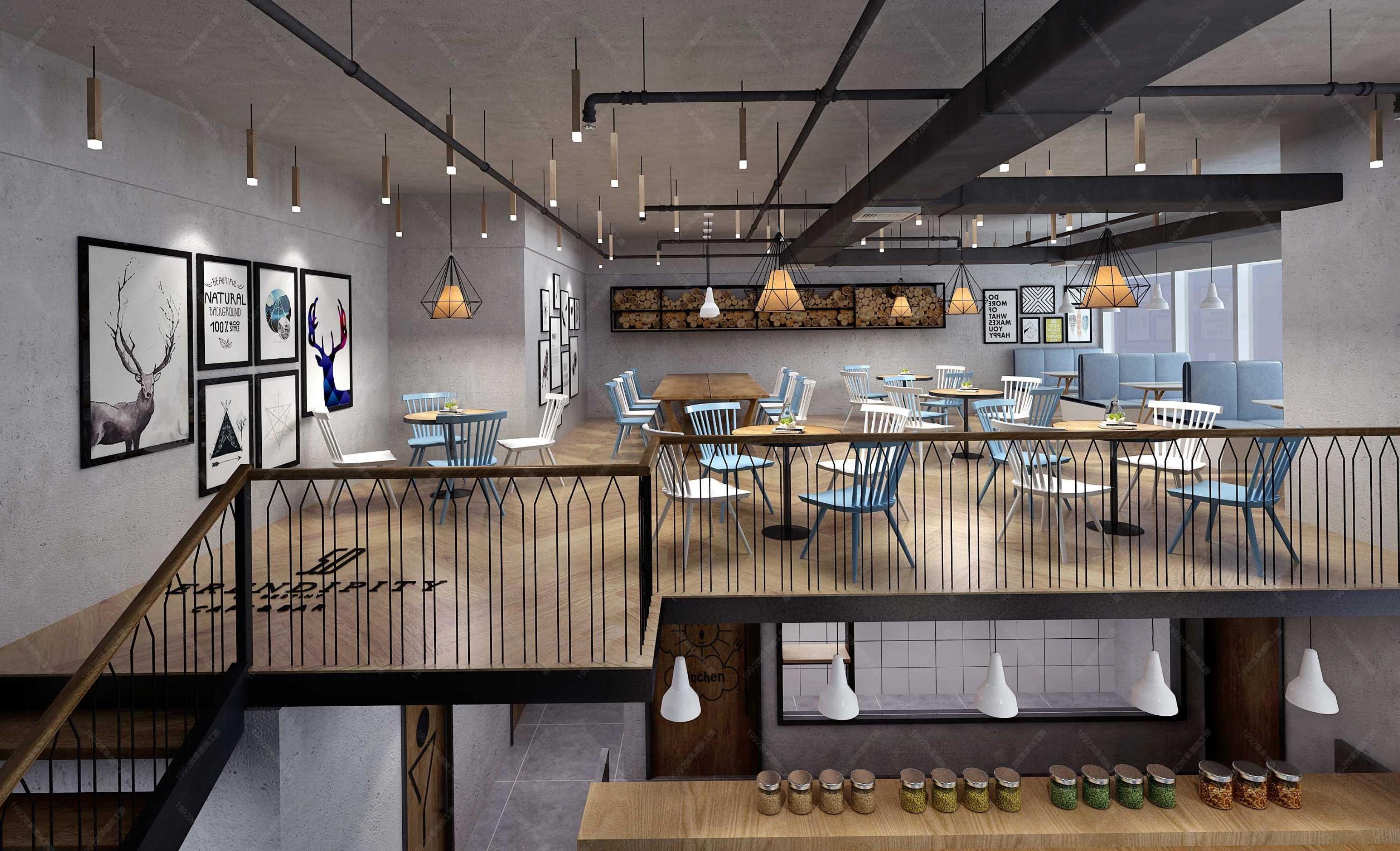 工业风咖啡店[ID: 112477644]_建e效果图