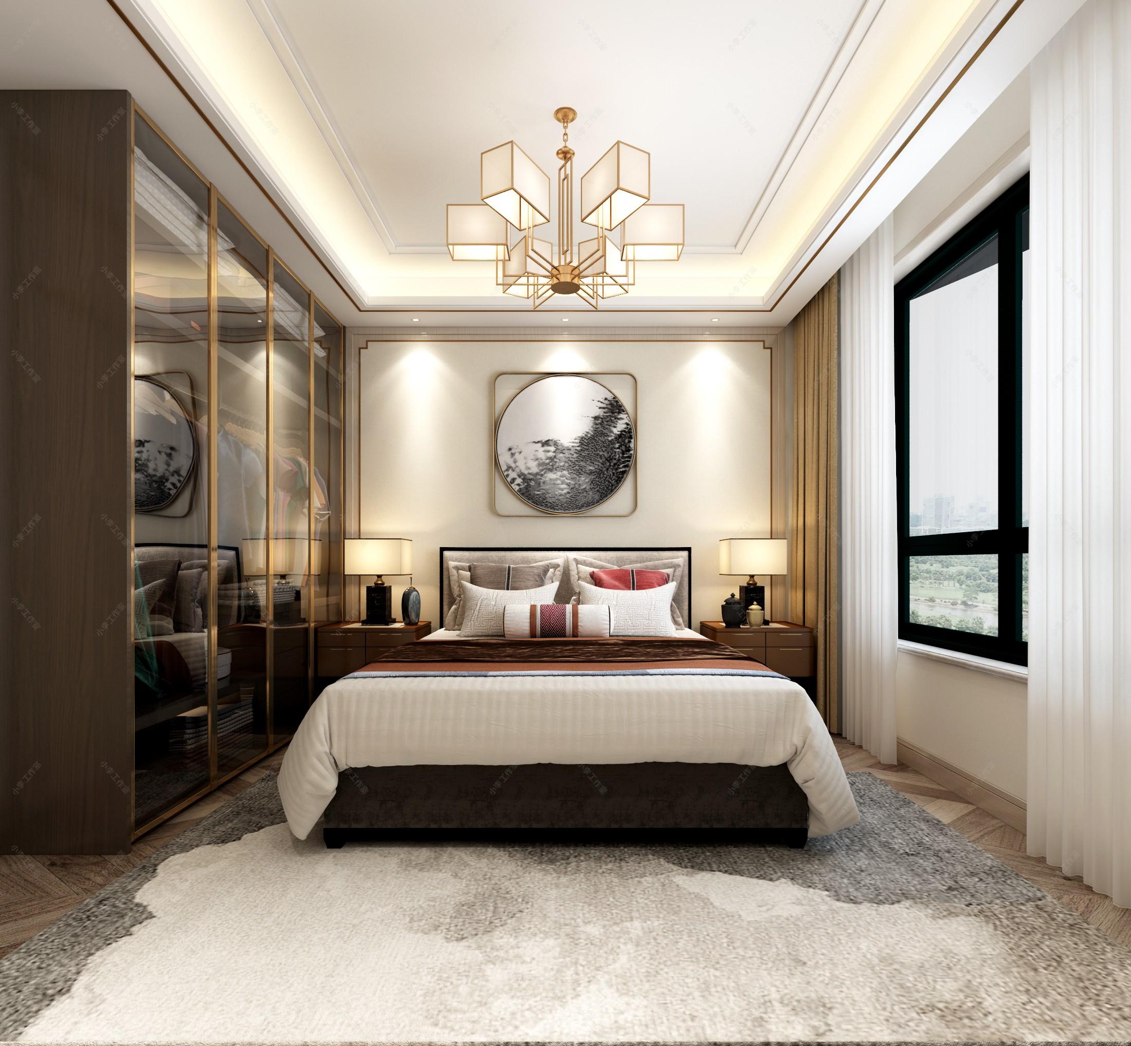 新中式客餐厅卧室 - 效果图交流区-建e室内设计网