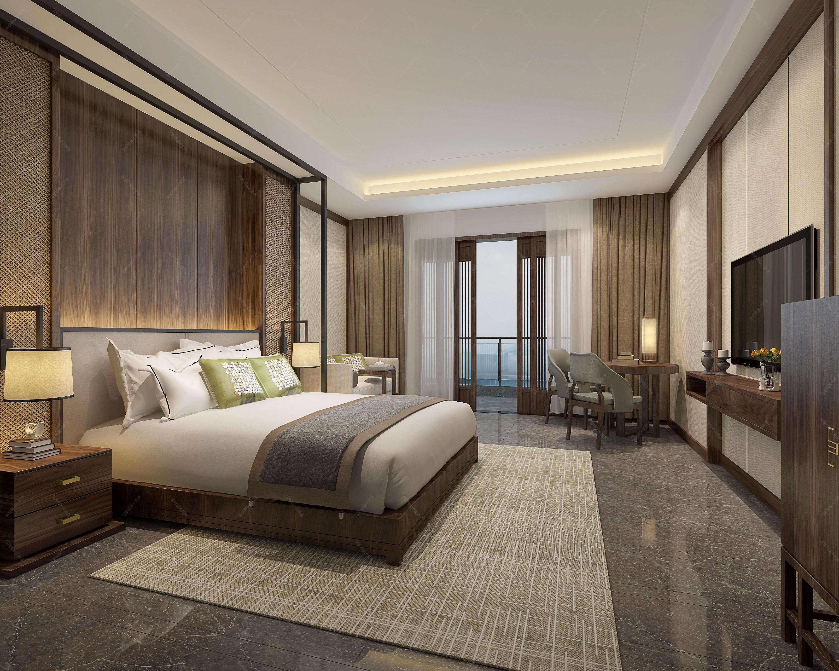 新中式卧室 - 效果图交流区-建e室内设计网