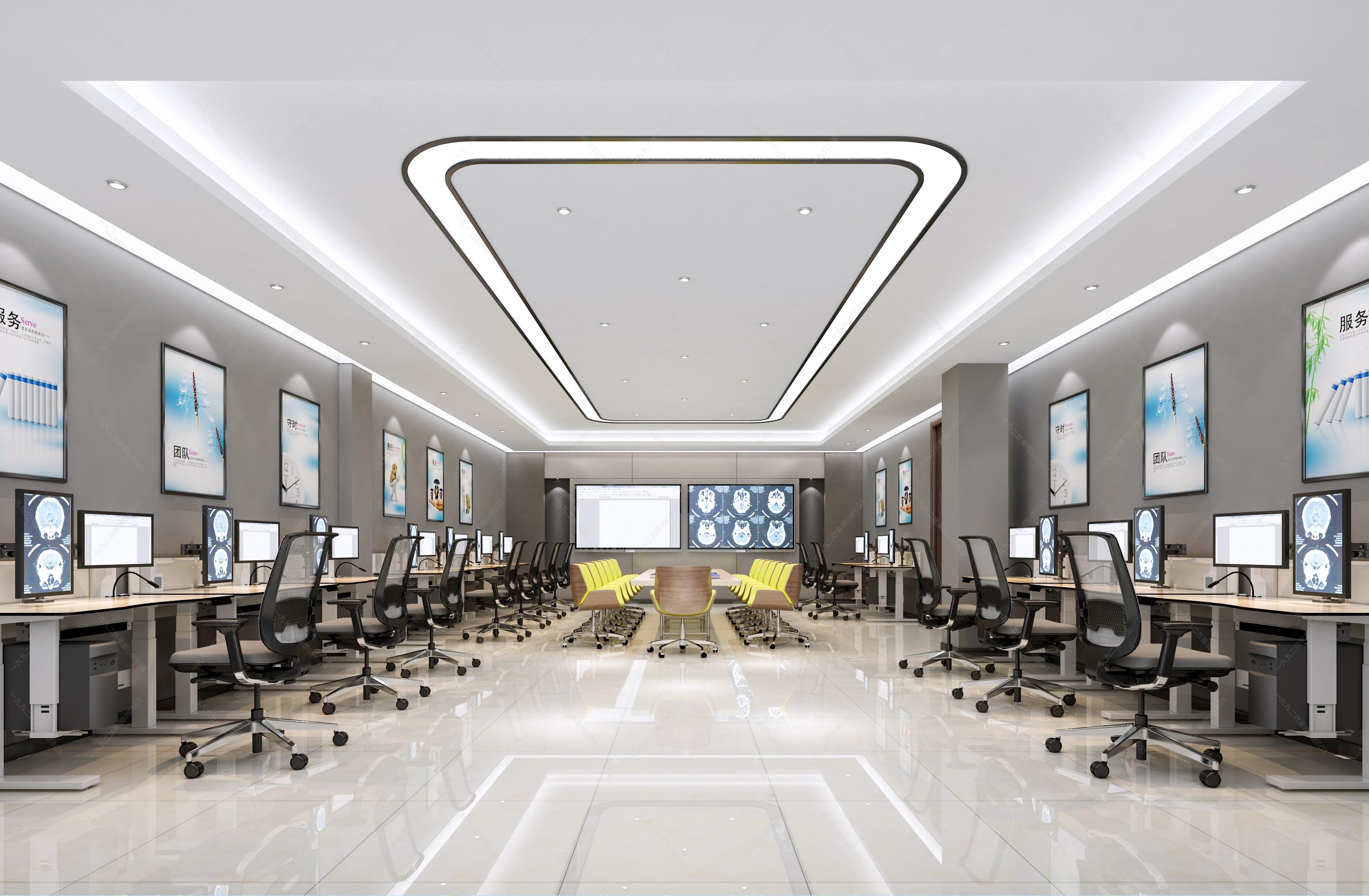 现代办公空间效果图 - 效果图交流区-建e室内设计网