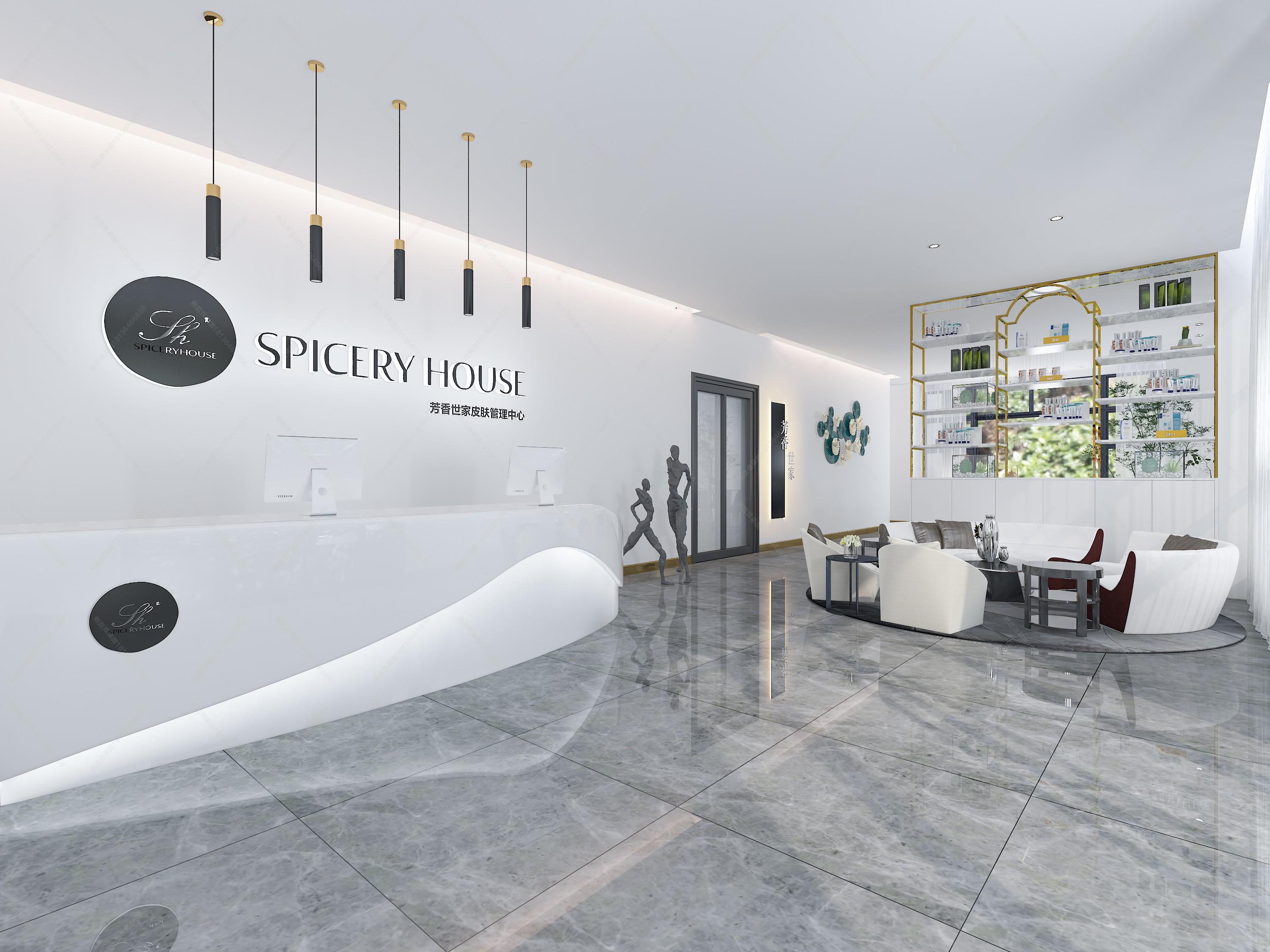 现代简约风格美容院 - 效果图交流区-建e室内设计网