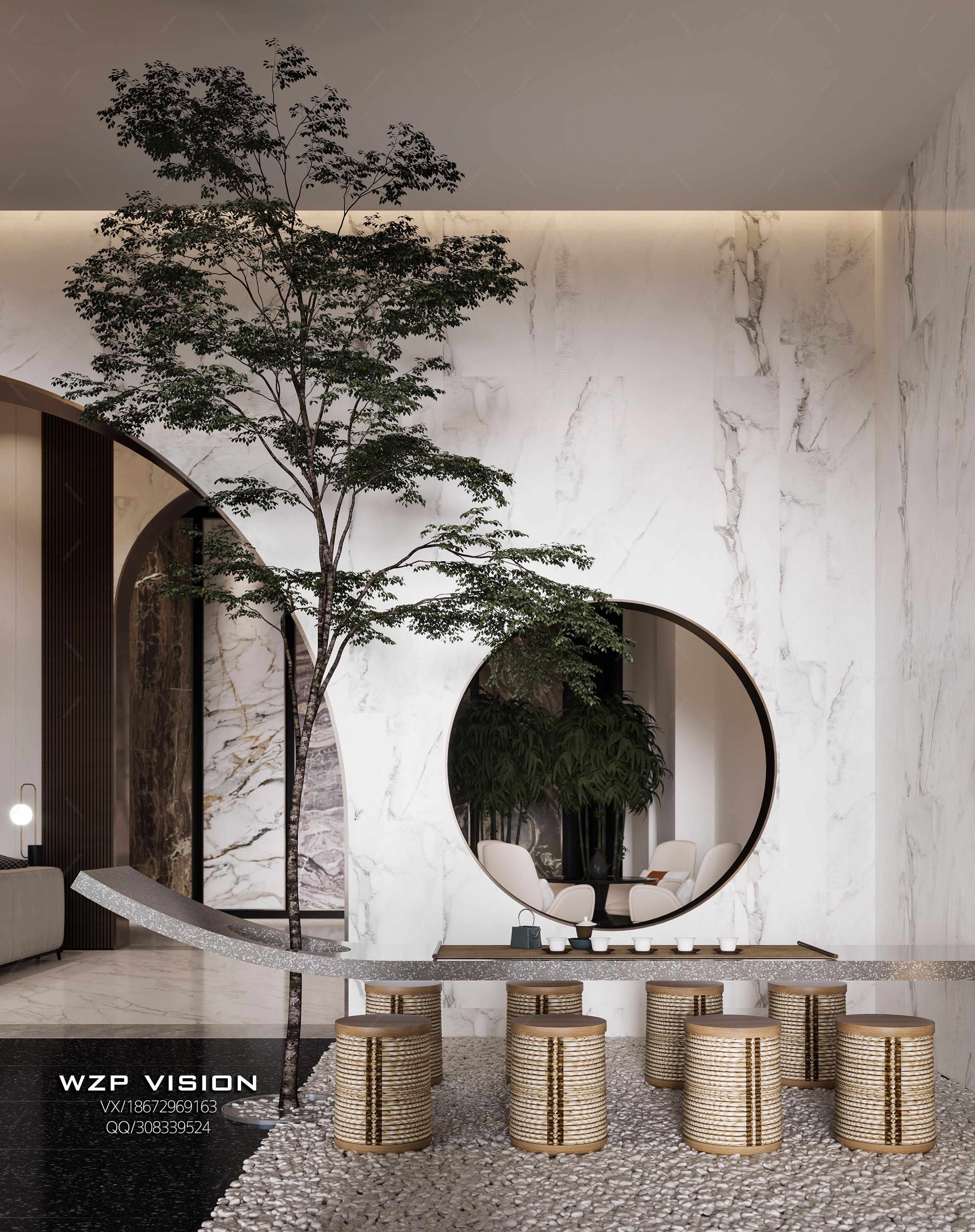 新中式展厅 - 效果图交流区-建e室内设计网