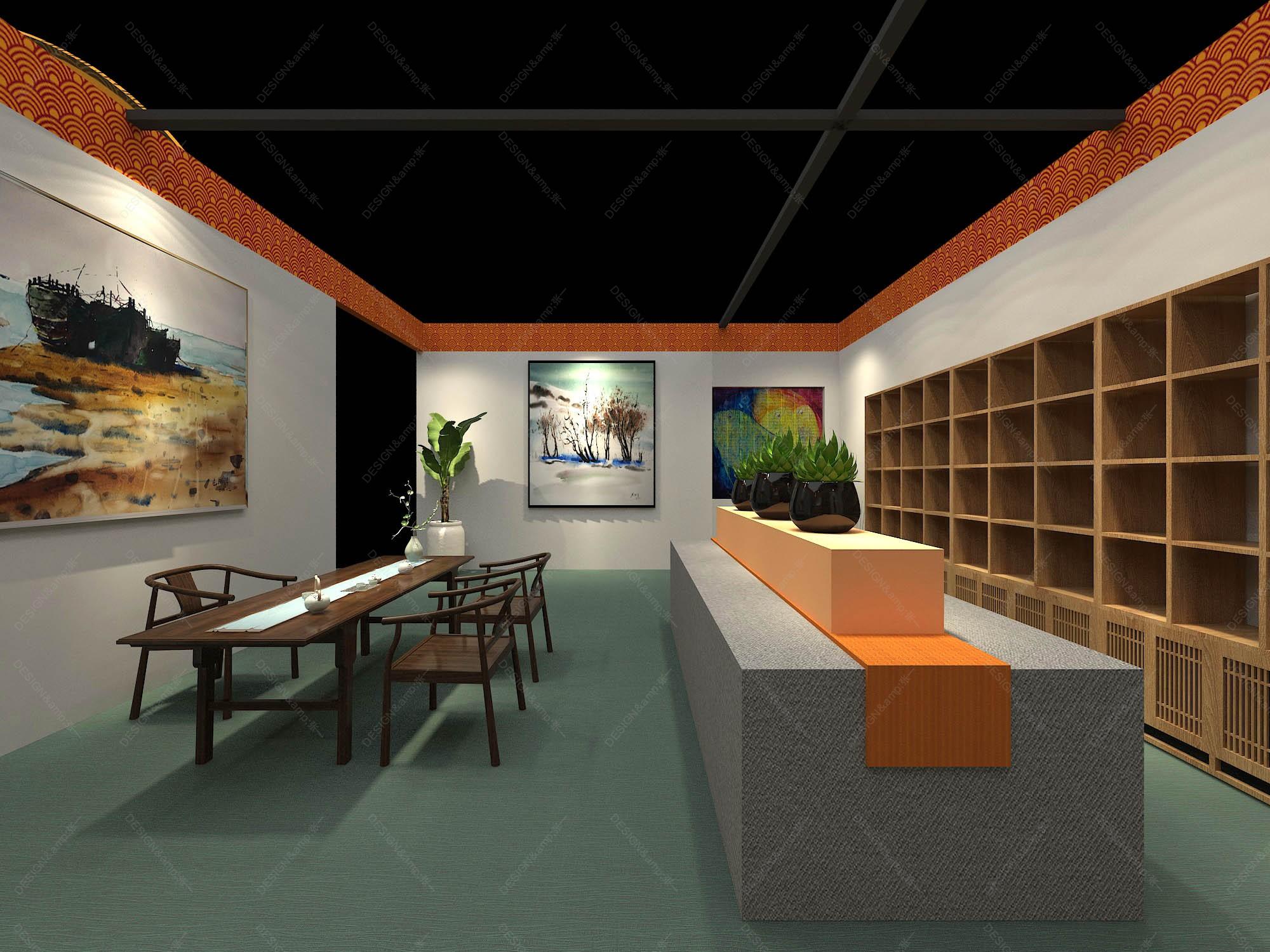 新中式书房会客室 - 效果图交流区-建E室内设计网