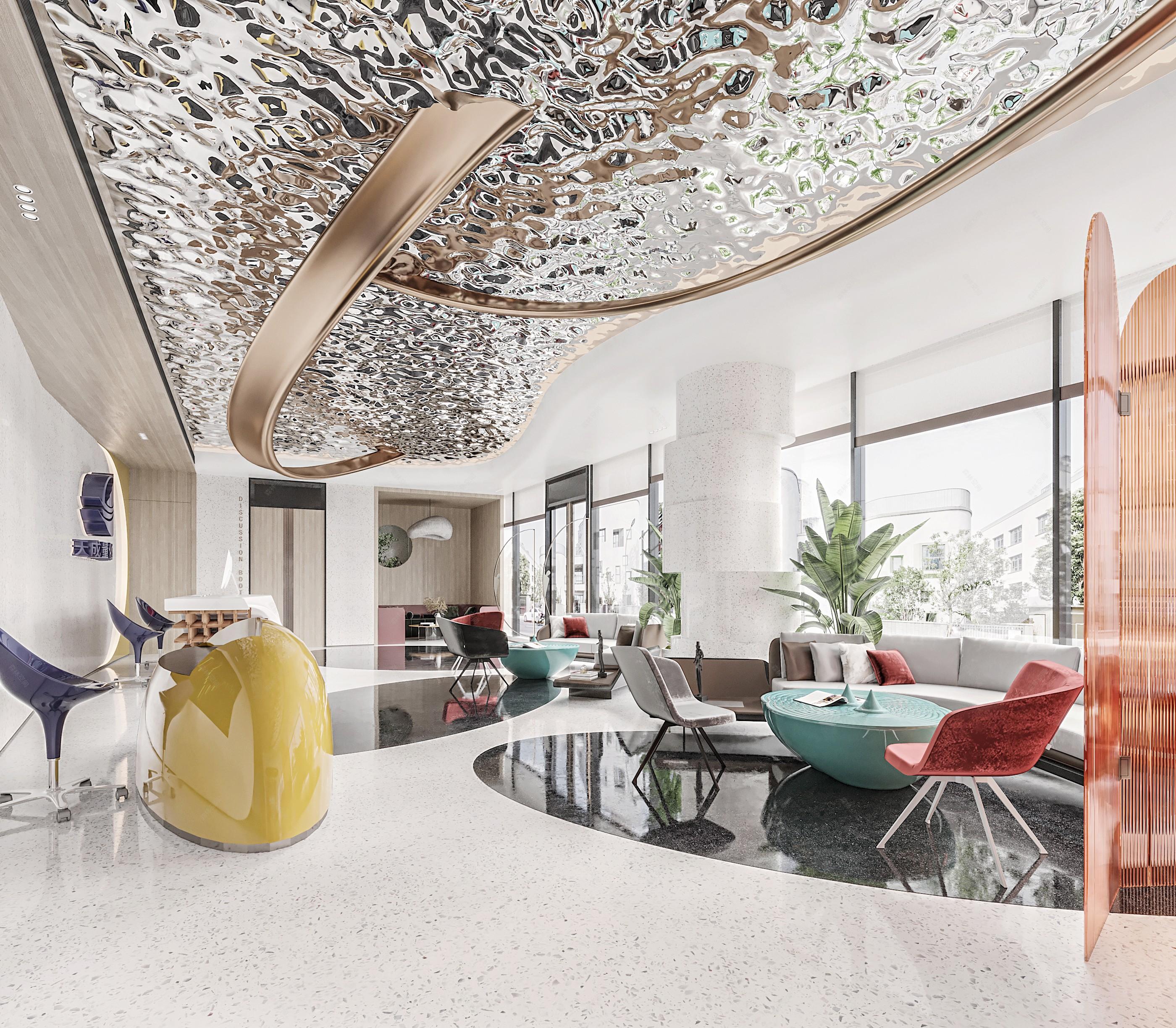 现代前台接待区